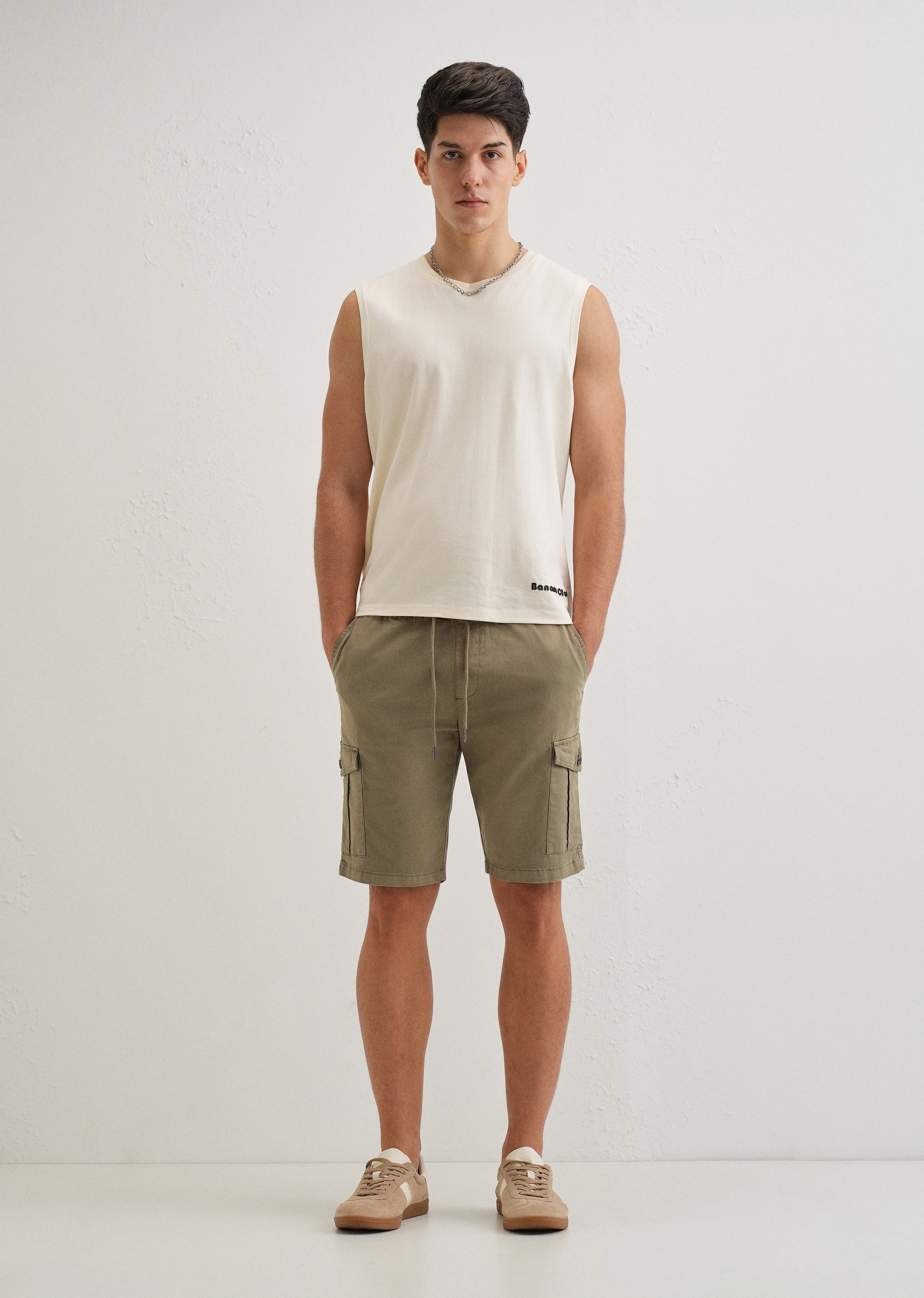 Tan Brown Cotton Cargo shorts