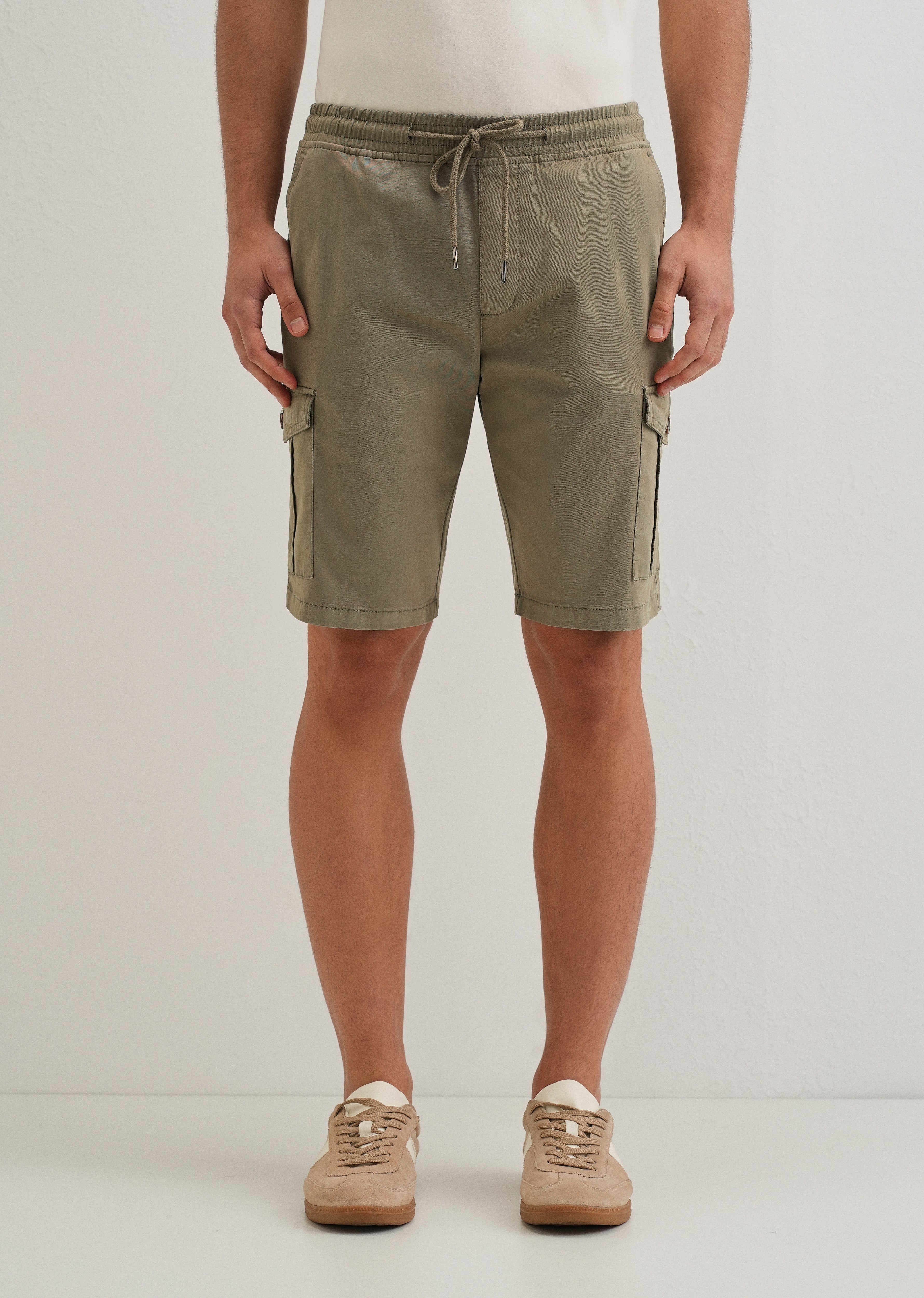 Tan Brown Cotton Cargo shorts