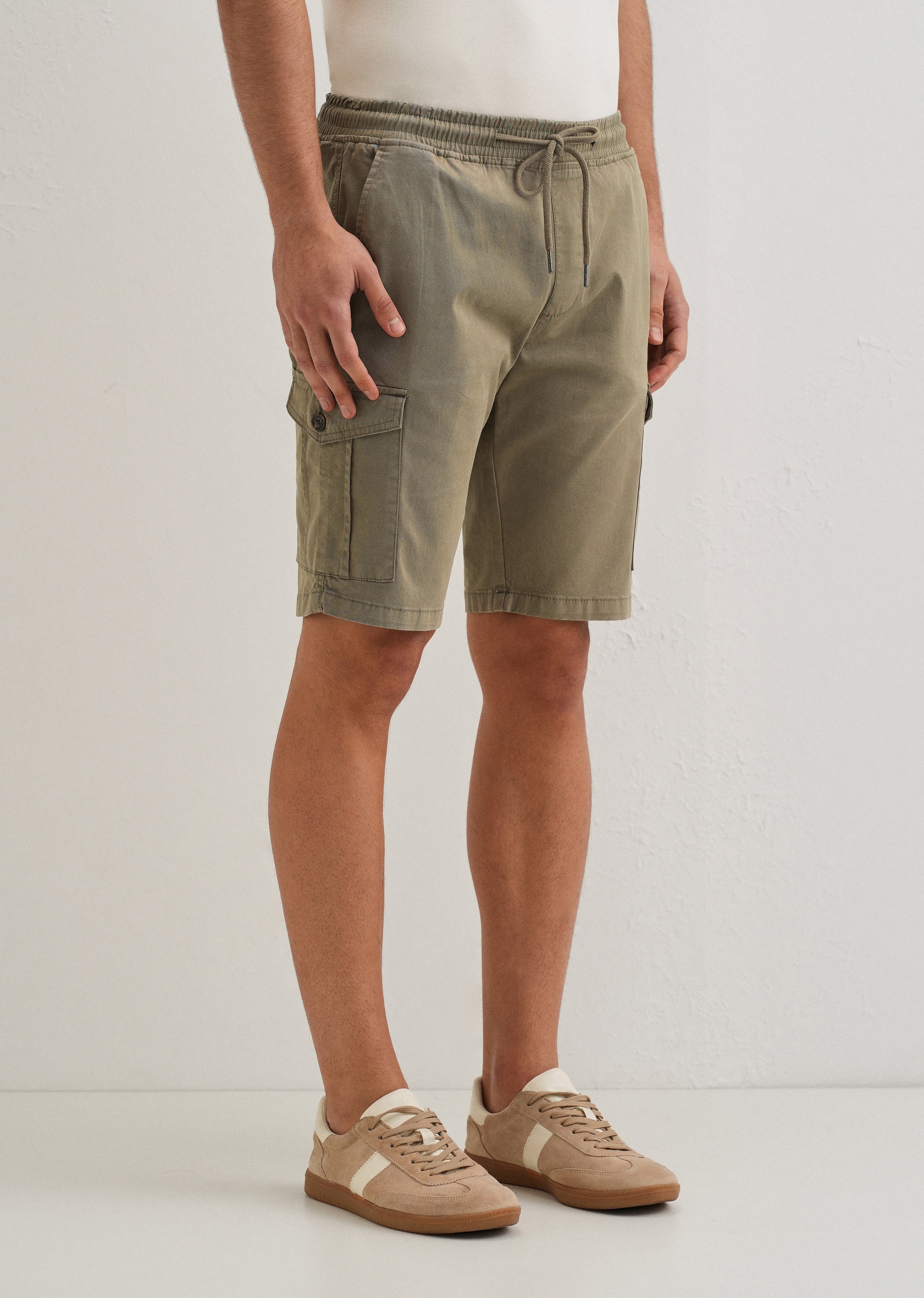 Tan Brown Cotton Cargo shorts