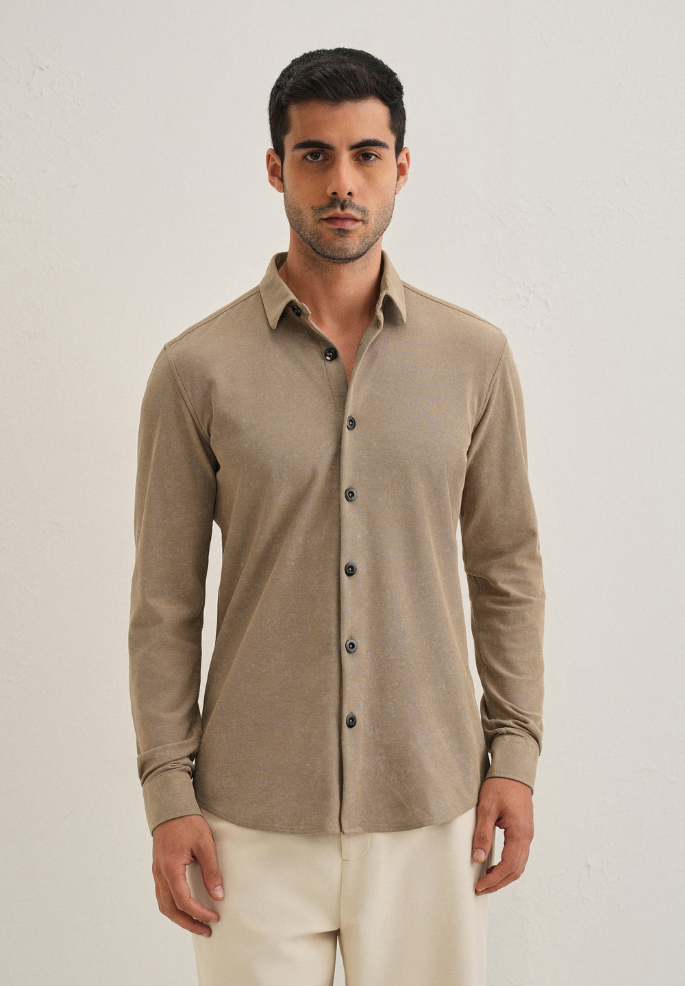 Tan Brown Knitted Shirt