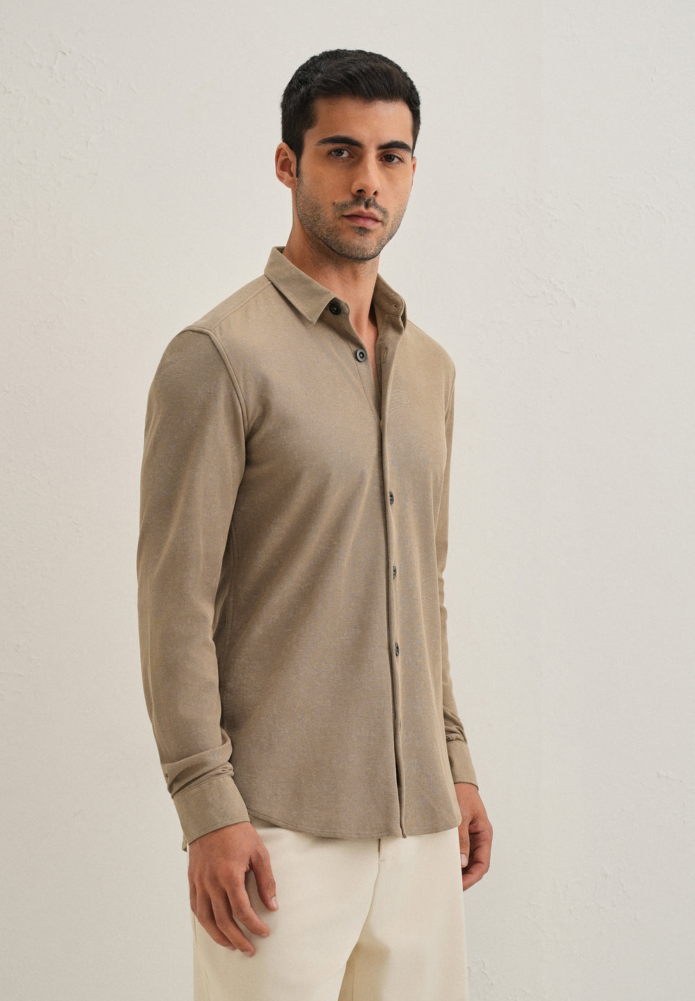 Tan Brown Knitted Shirt