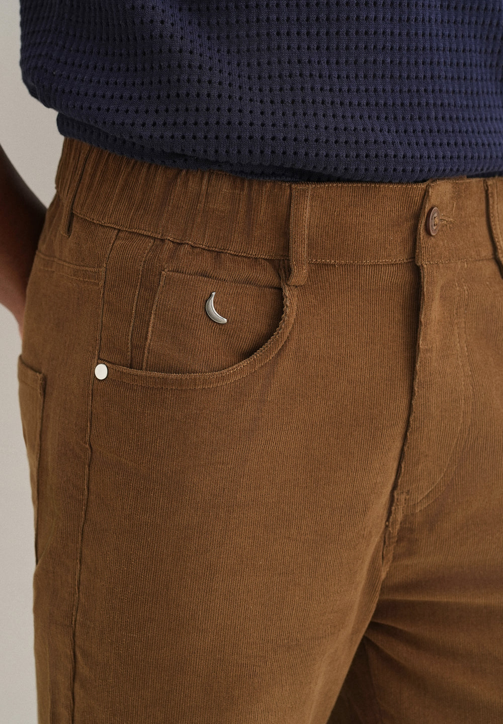 Brown Semi-Elasticated Corduroy Pant
