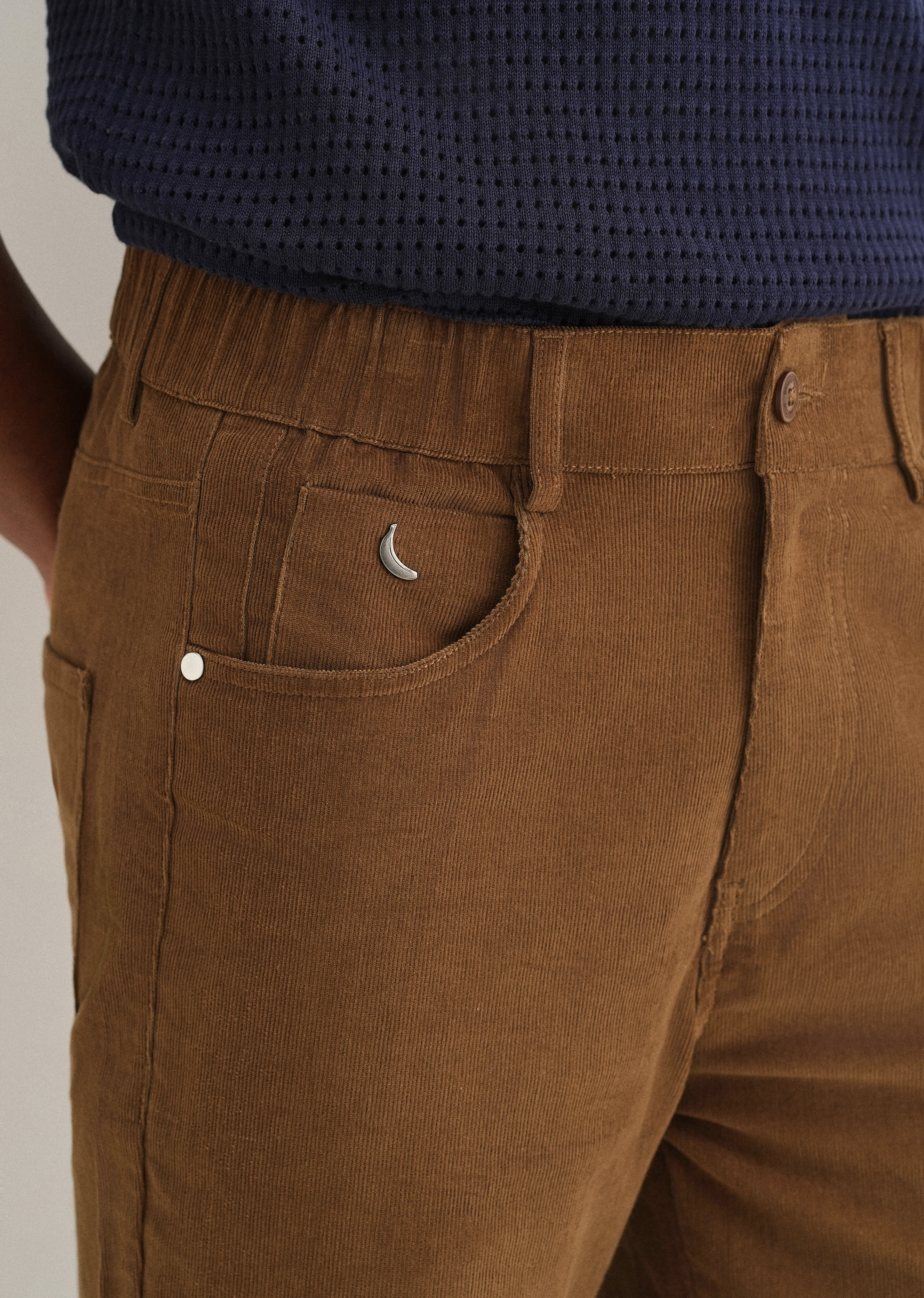 Brown Semi-Elasticated Corduroy Pant