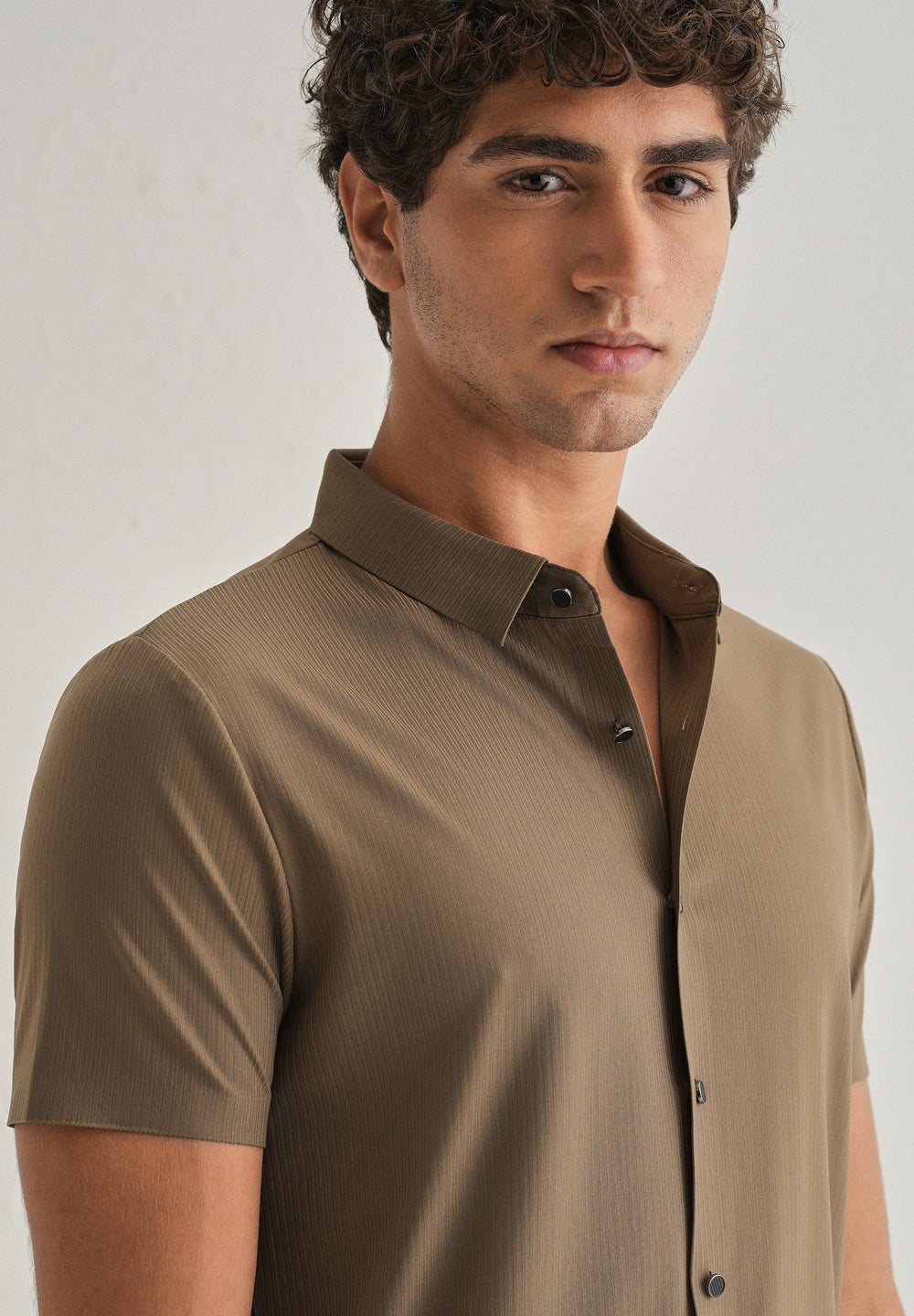 Tan Brown Stripe Seamless Shirt