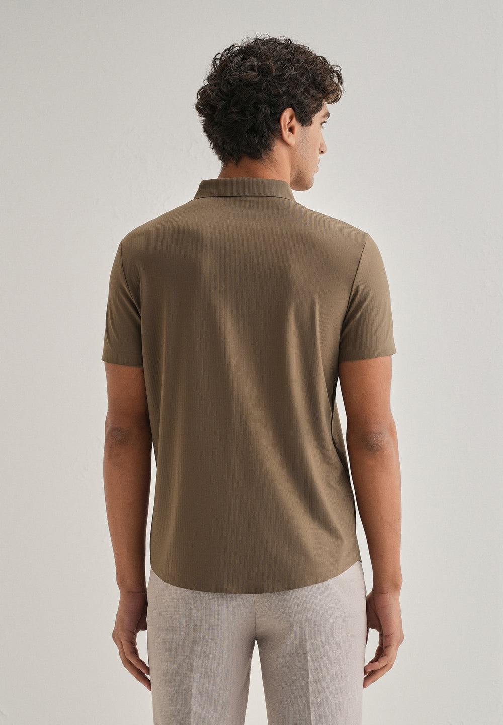 Tan Brown Stripe Seamless Shirt