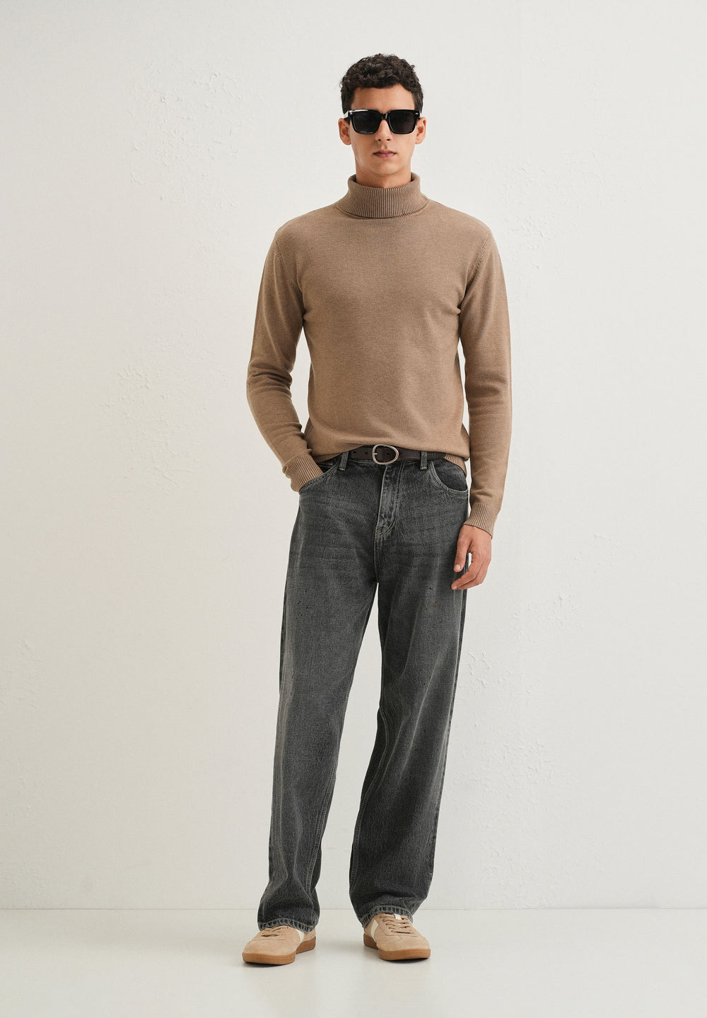 Tan Brown Turtle-Neck Sweater
