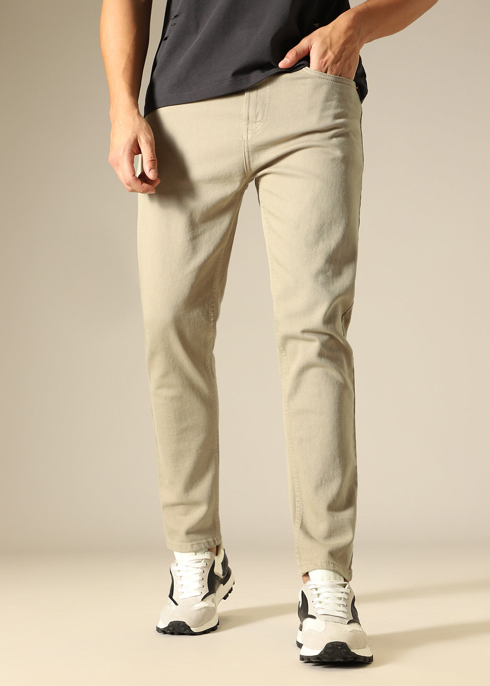 Tan Carrot Fit Denim