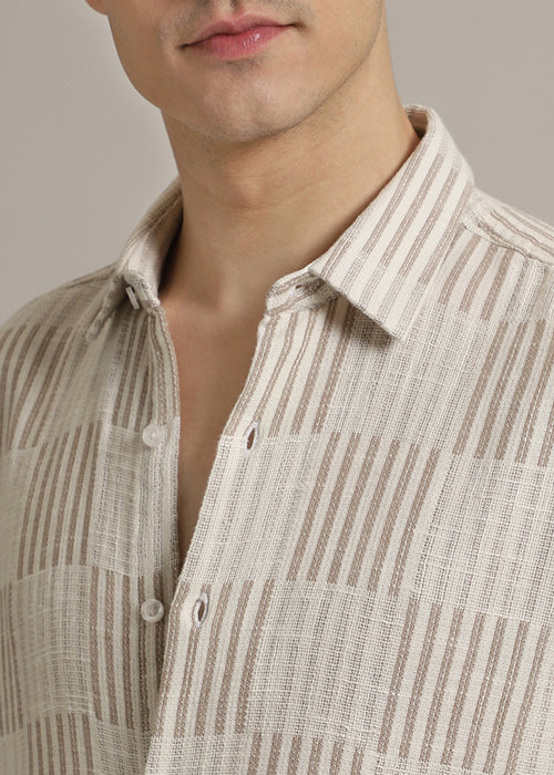 Tan Checker Textured Shirt