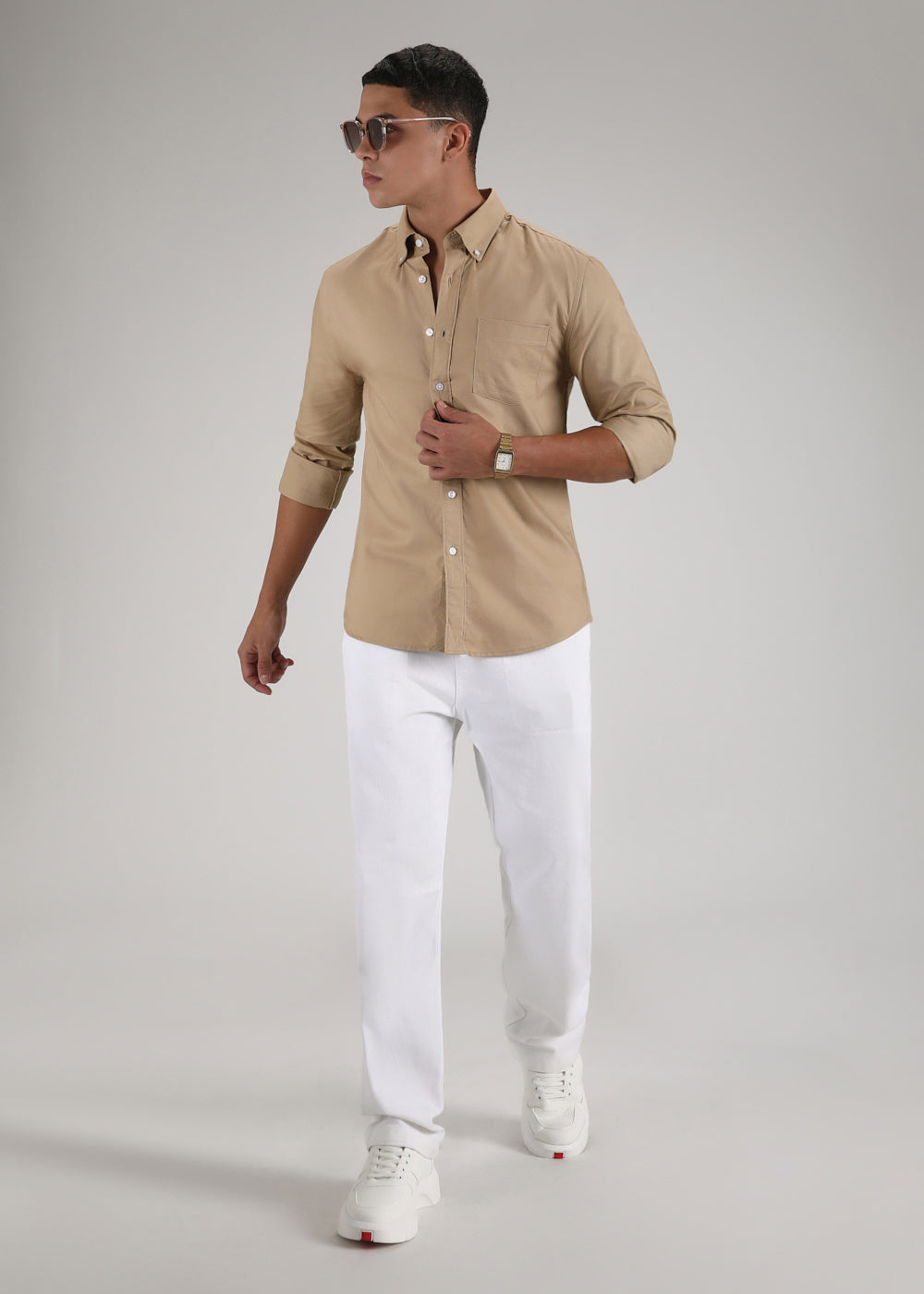 Tan Cotton Oxford Shirt