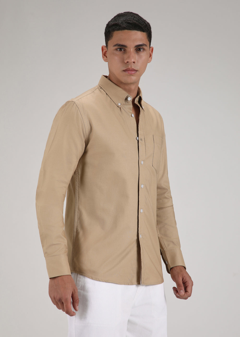 Tan Cotton Oxford Shirt