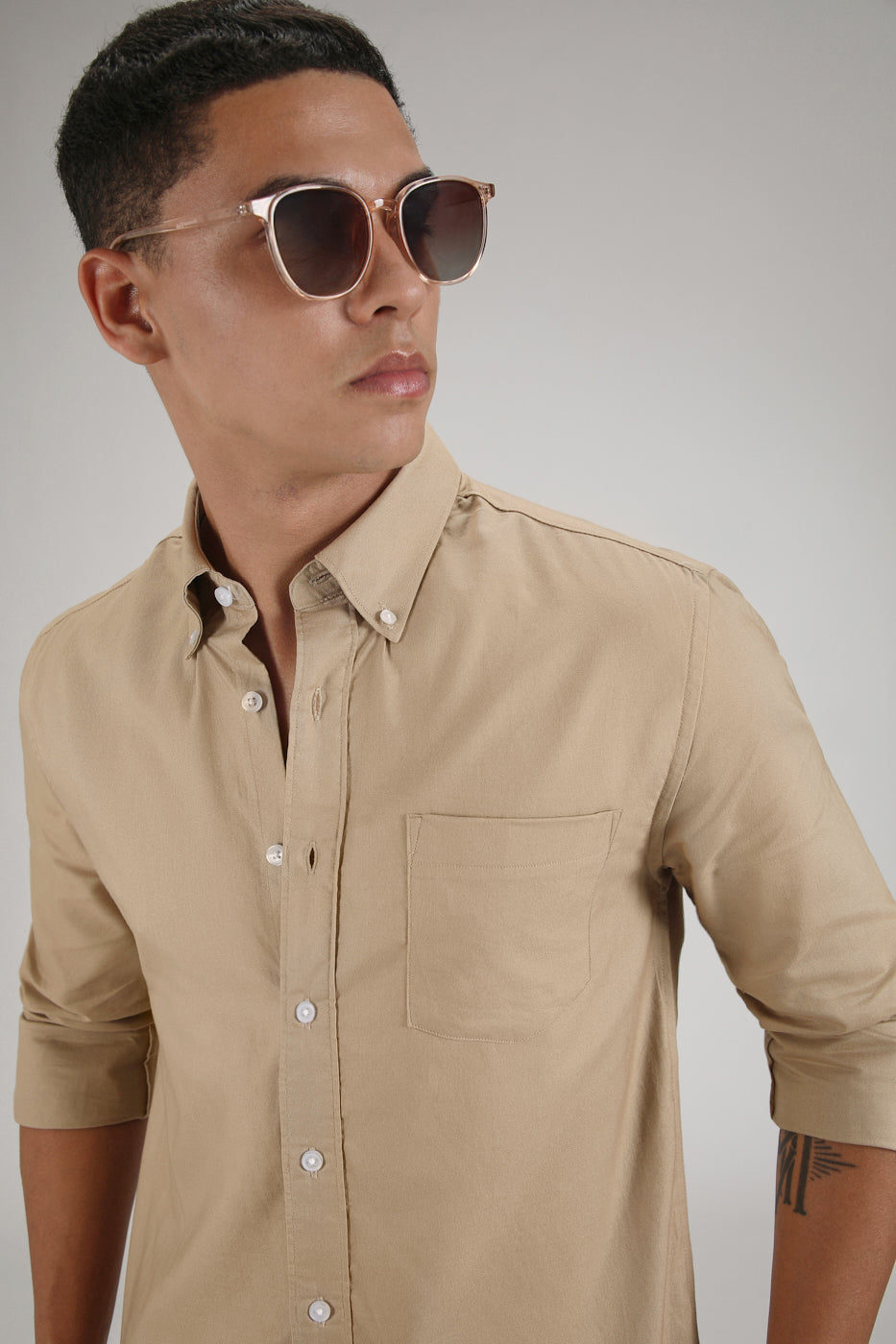 Tan Cotton Oxford Shirt