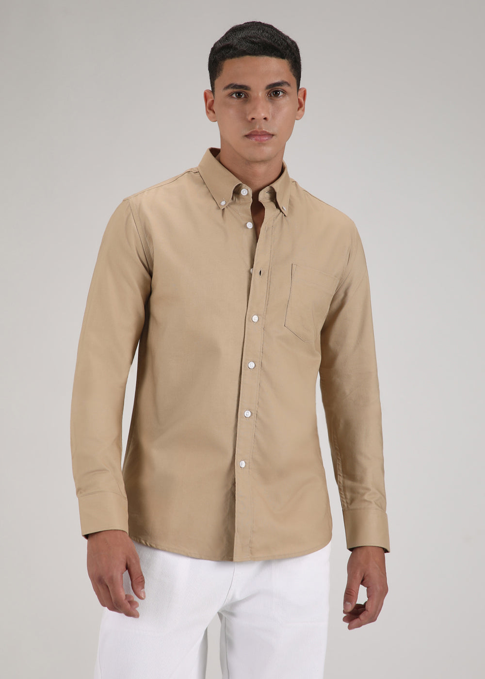 Tan Cotton Oxford Shirt