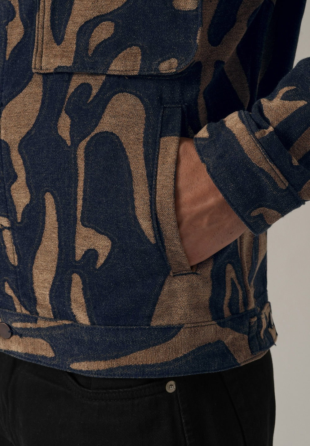 Tan Denim Jacquard Jacket