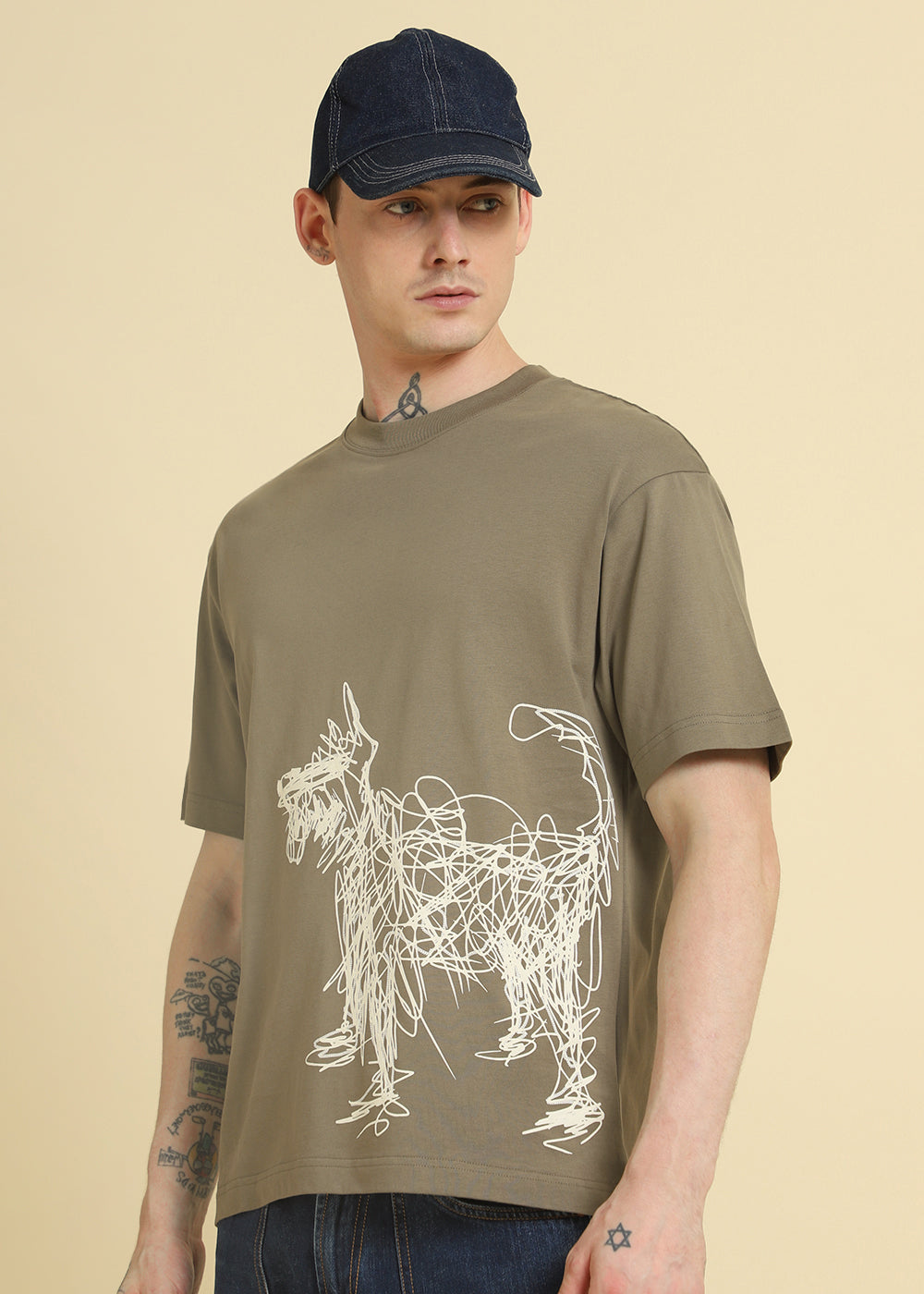 Tan Doodle Paws Oversized T-shirt