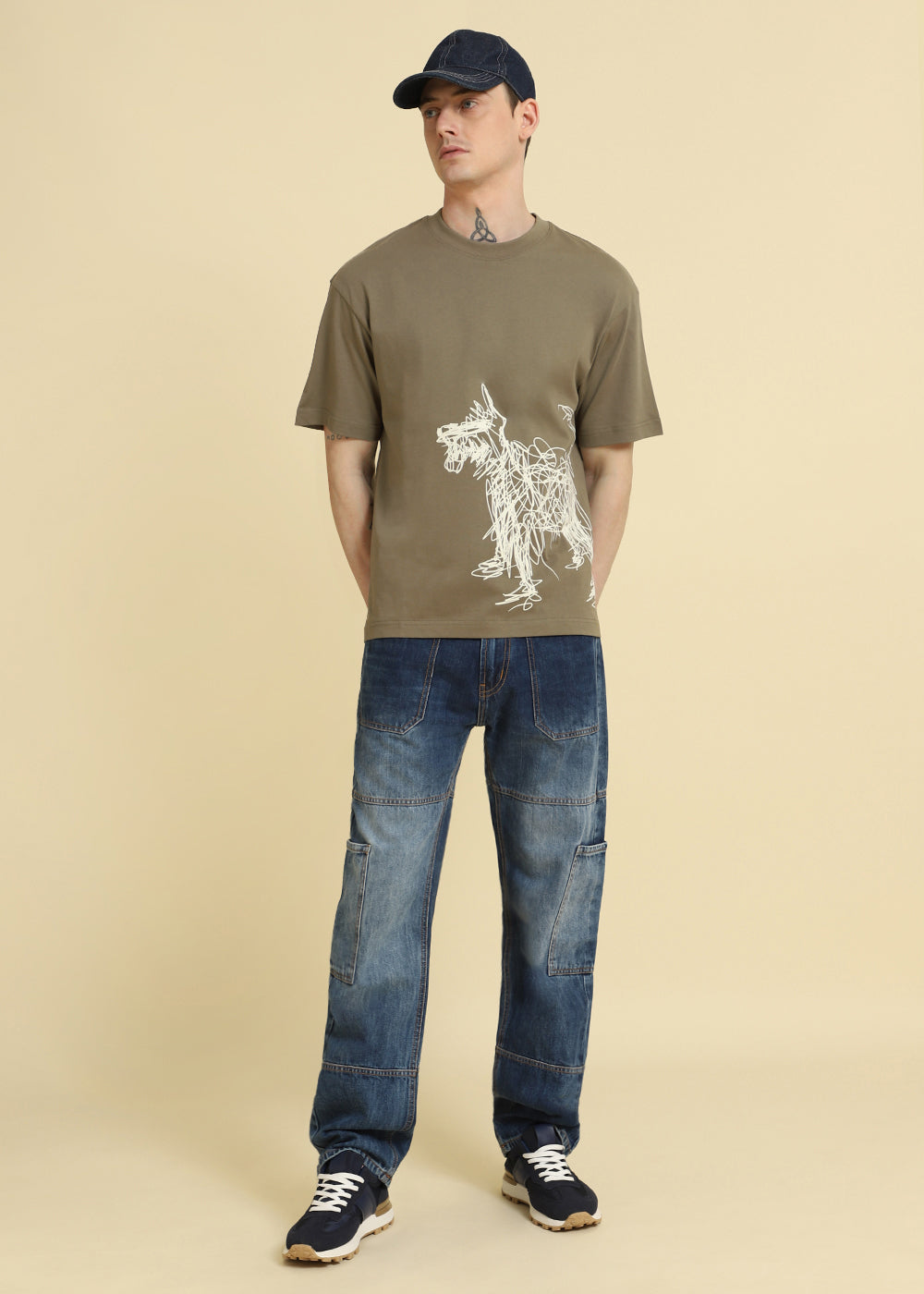 Tan Doodle Paws Oversized T-shirt