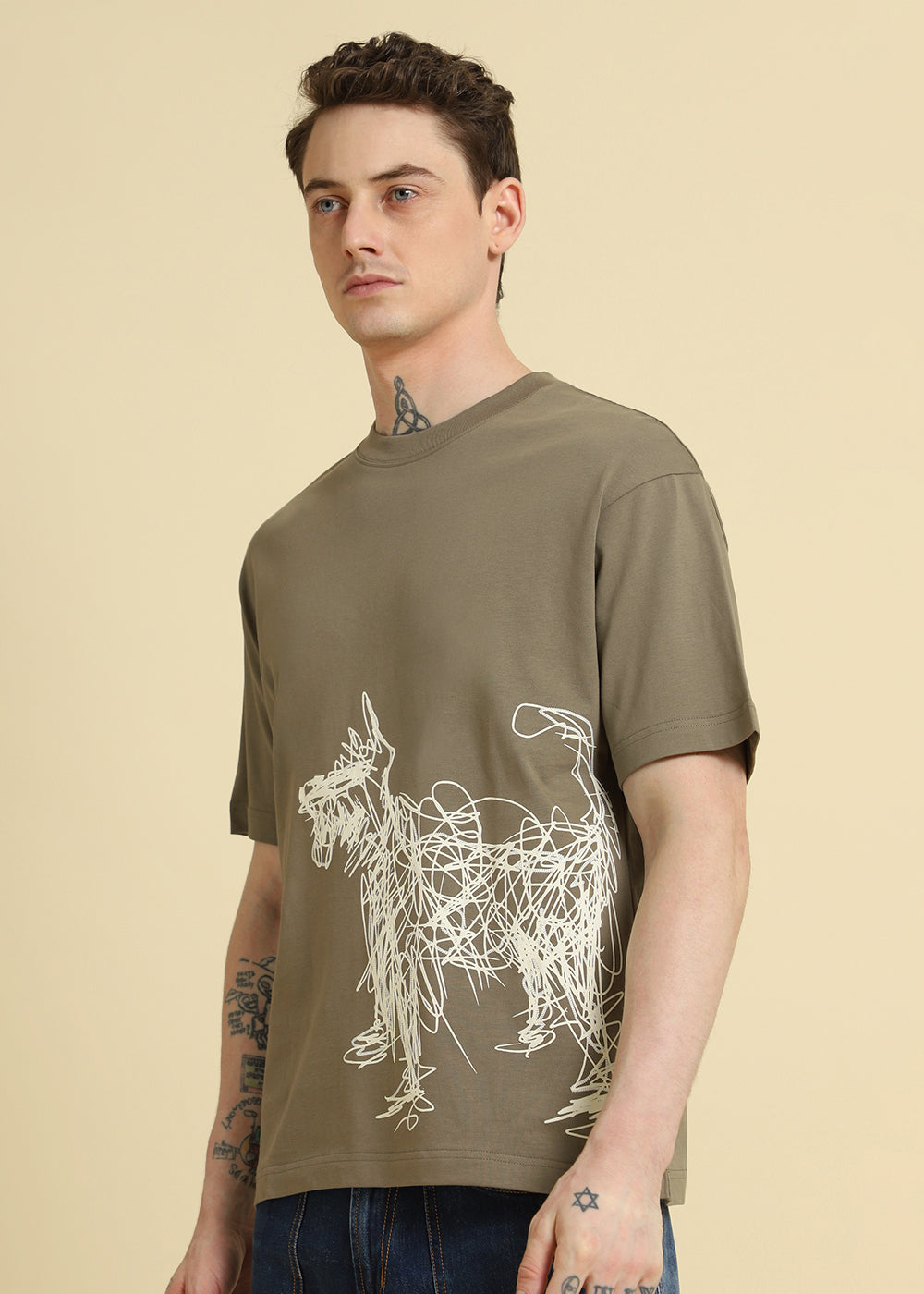 Tan Doodle Paws Oversized T-shirt