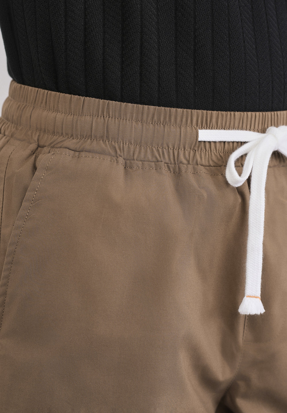 Tan Drawstring Cotton Shorts