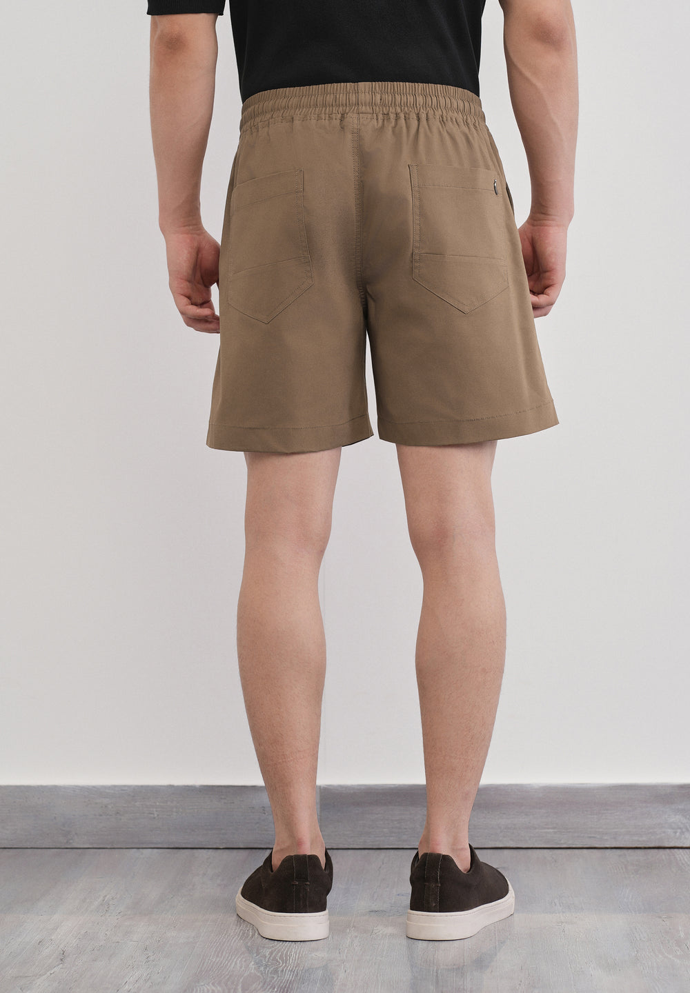 Tan Drawstring Cotton Shorts
