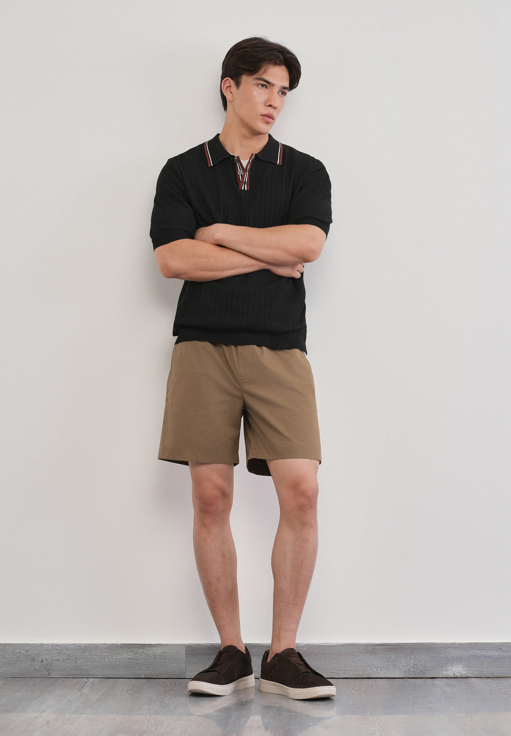 Tan Drawstring Cotton Shorts