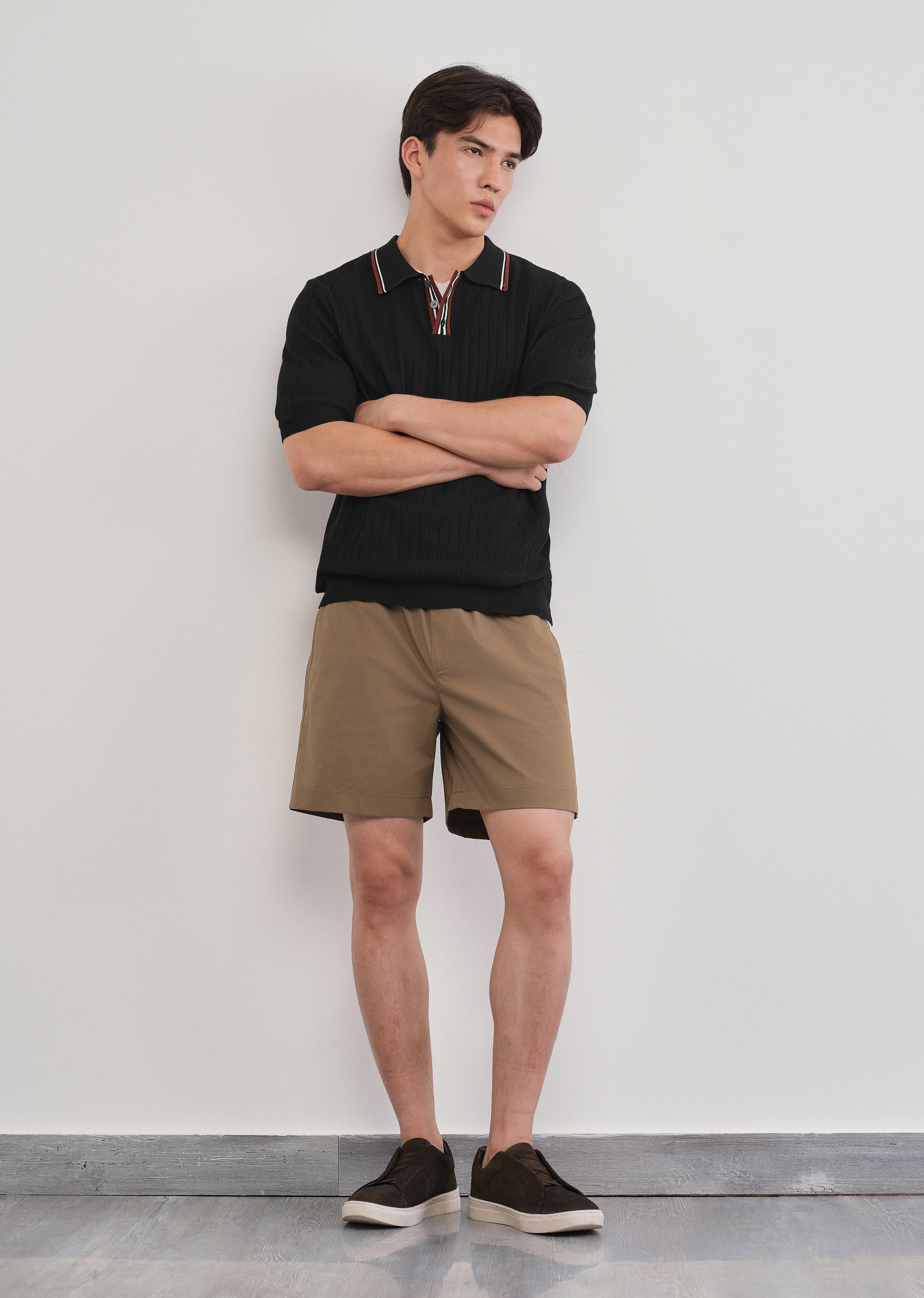 Tan Drawstring Cotton Shorts