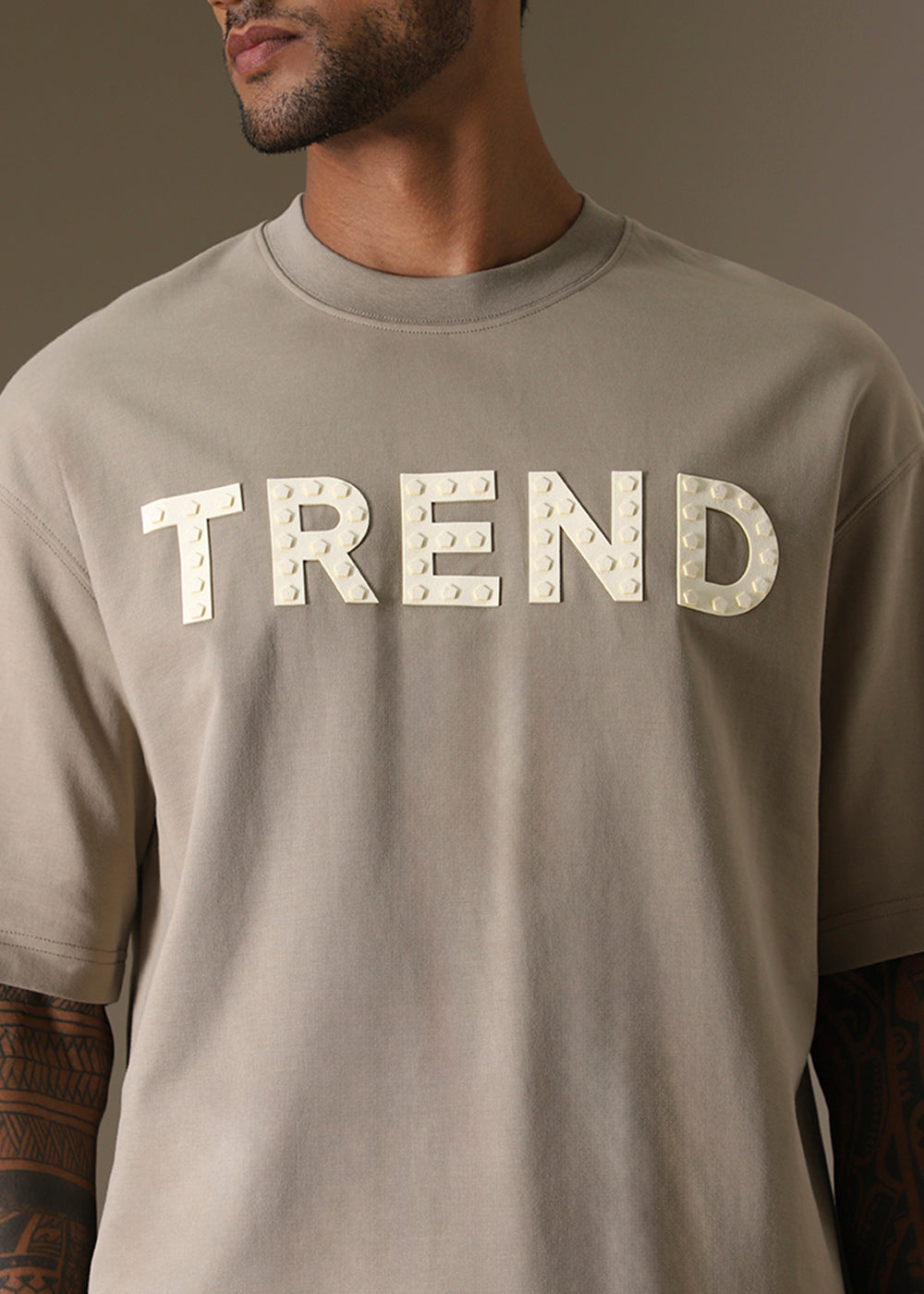 Tan Embossed Oversized T-shirt