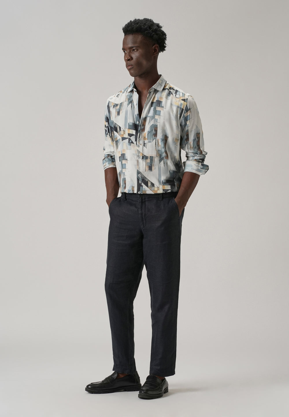 Tan Geometric Printed Shirt