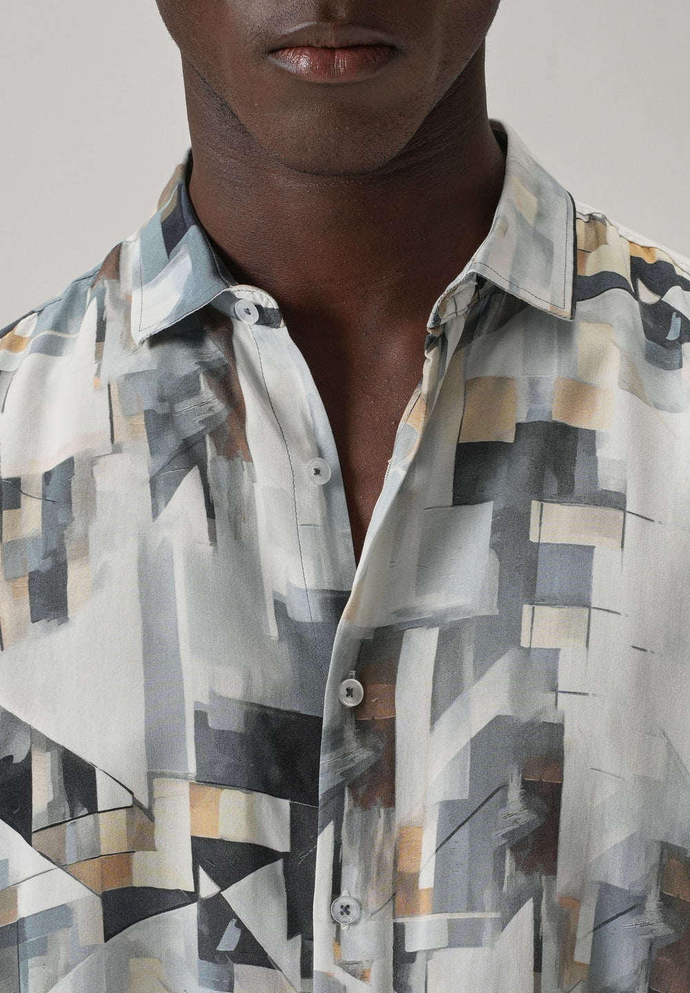 Tan Geometric Printed Shirt