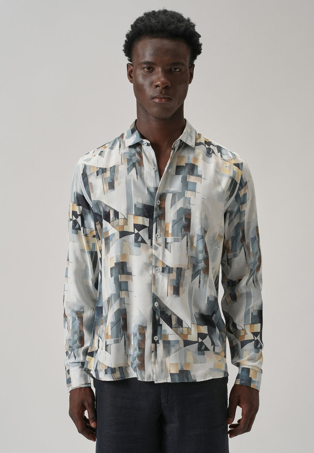 Tan Geometric Printed Shirt