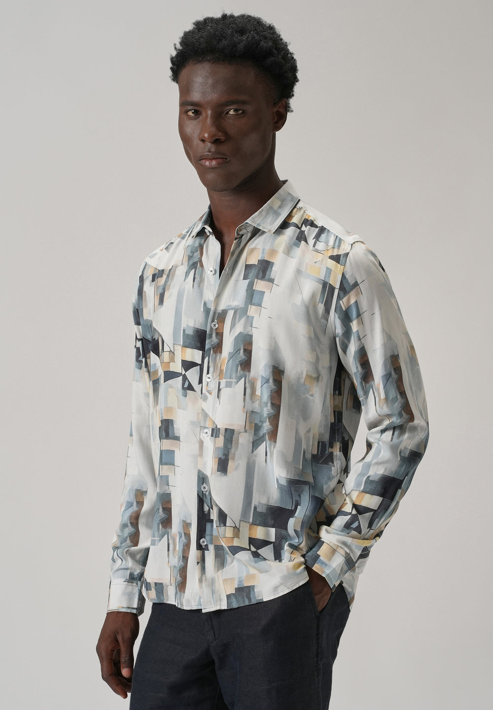 Tan Geometric Printed Shirt