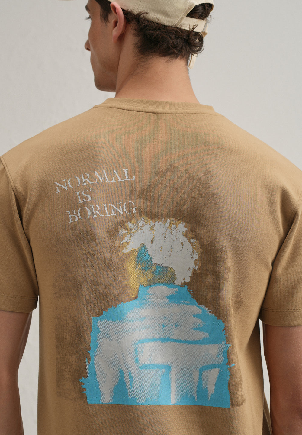 Tan Graphic Back Printed T-shirt