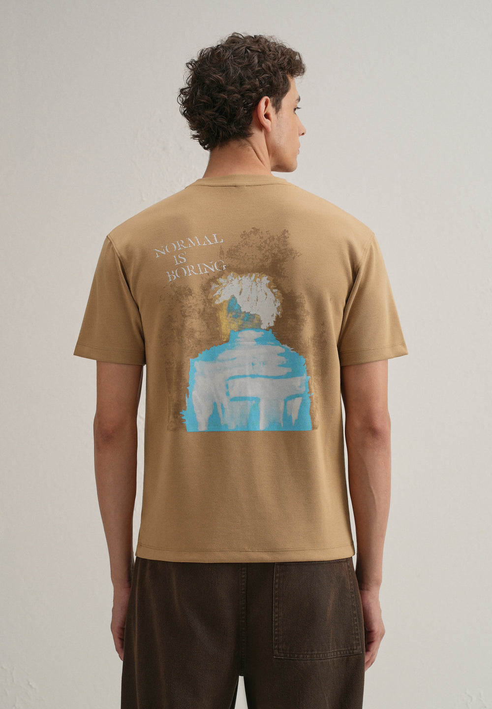 Tan Graphic Back Printed T-shirt