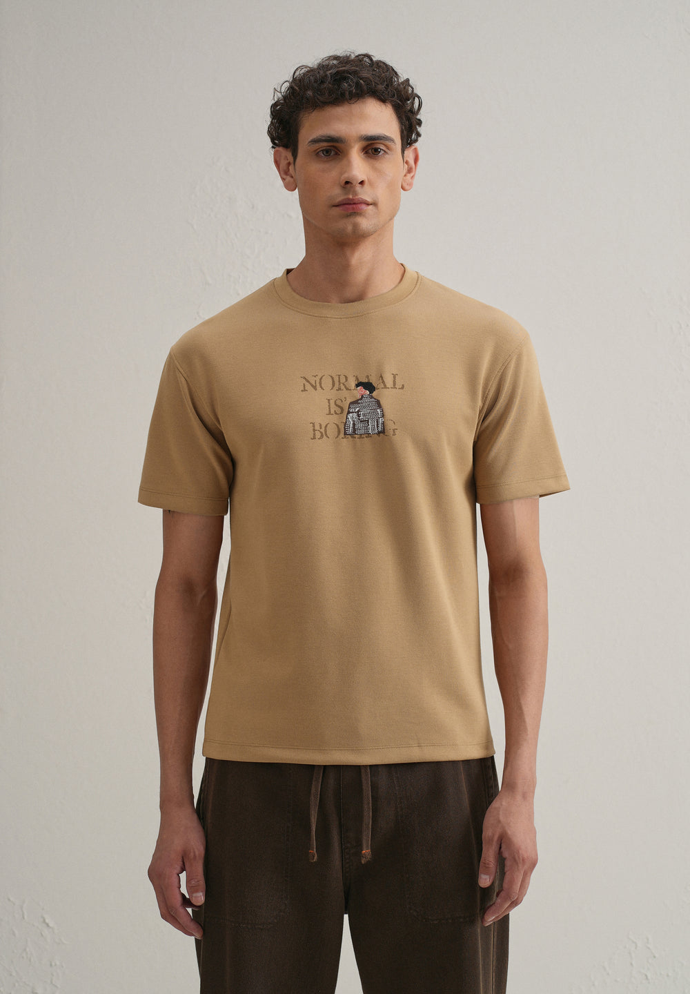 Tan Graphic Back Printed T-shirt