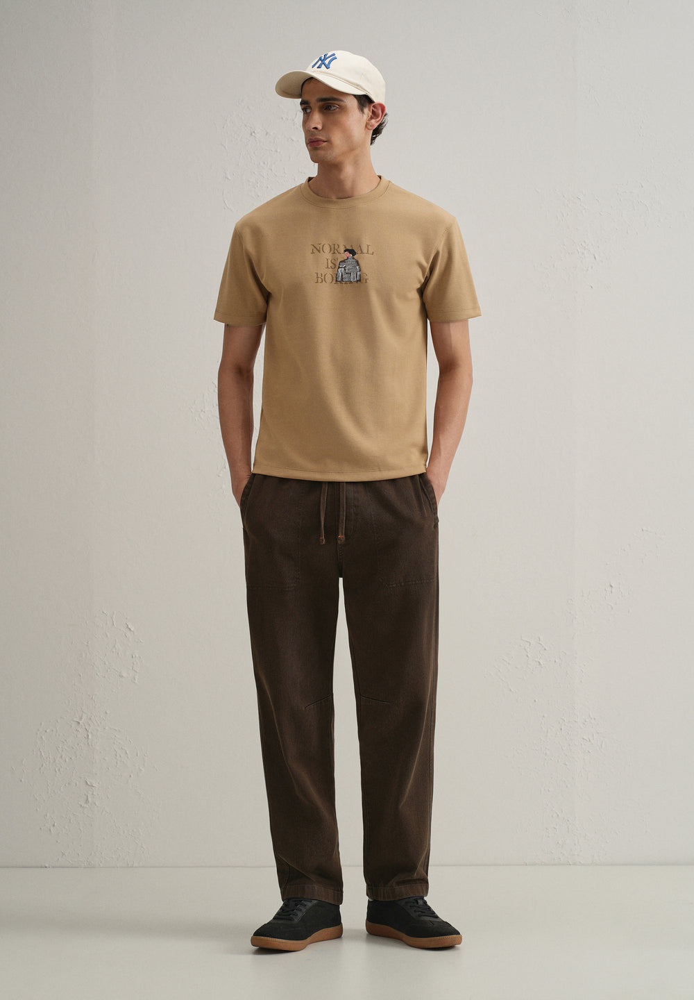 Tan Graphic Back Printed T-shirt
