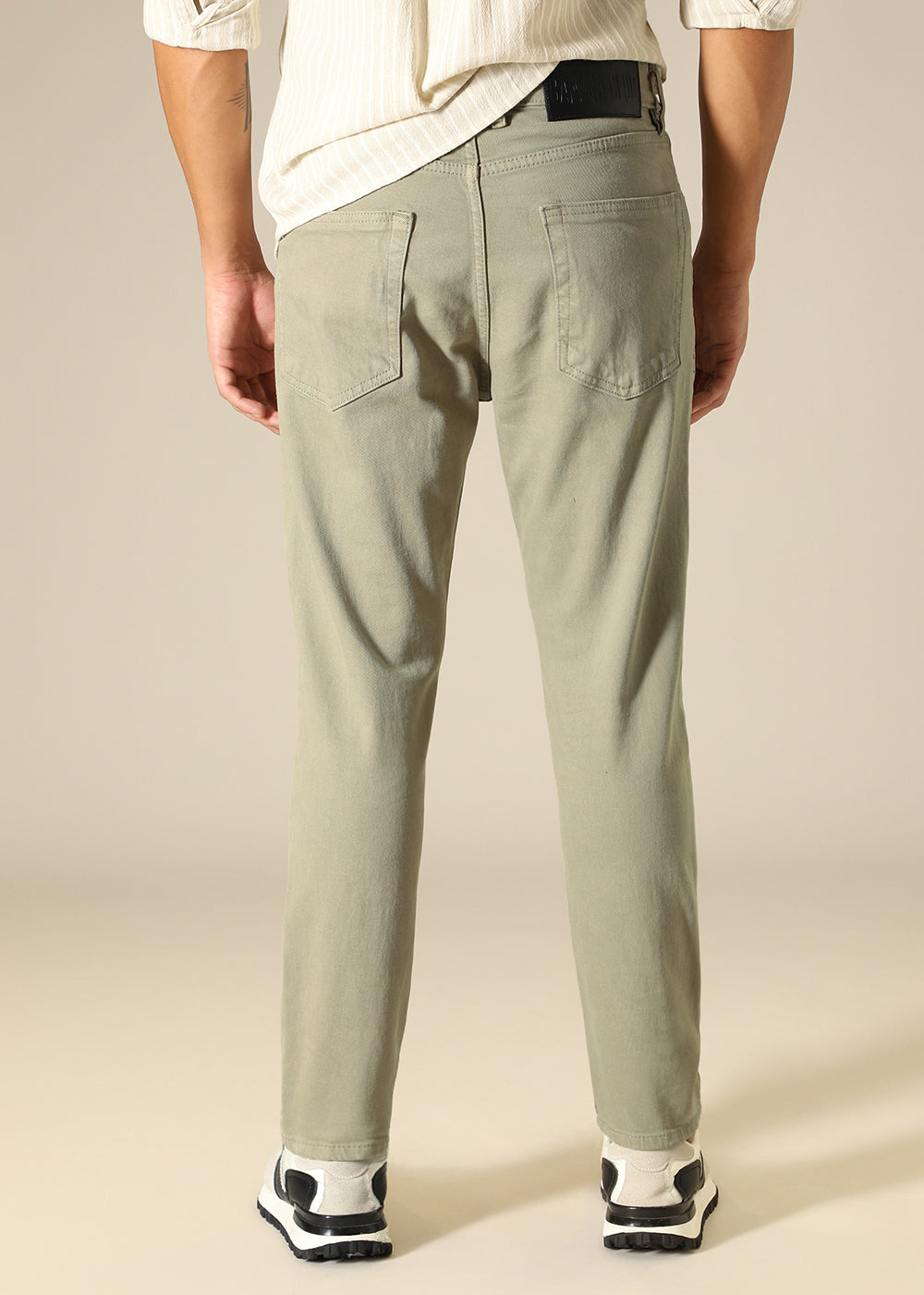 Tan Green Carrot Fit Denim