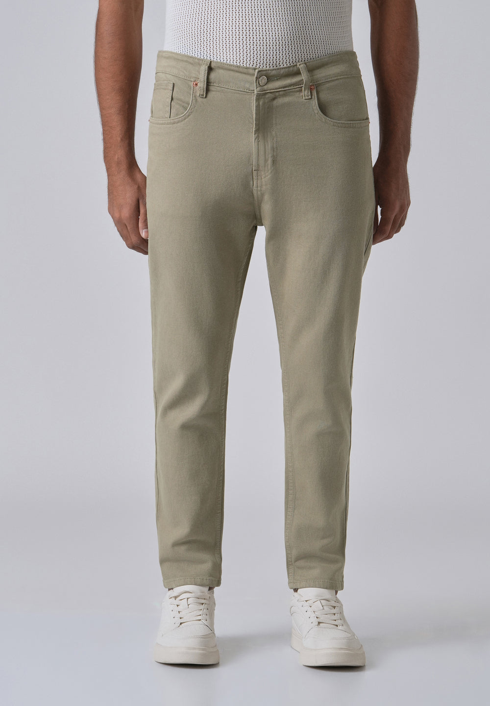 Tan Green Carrot Fit Denim