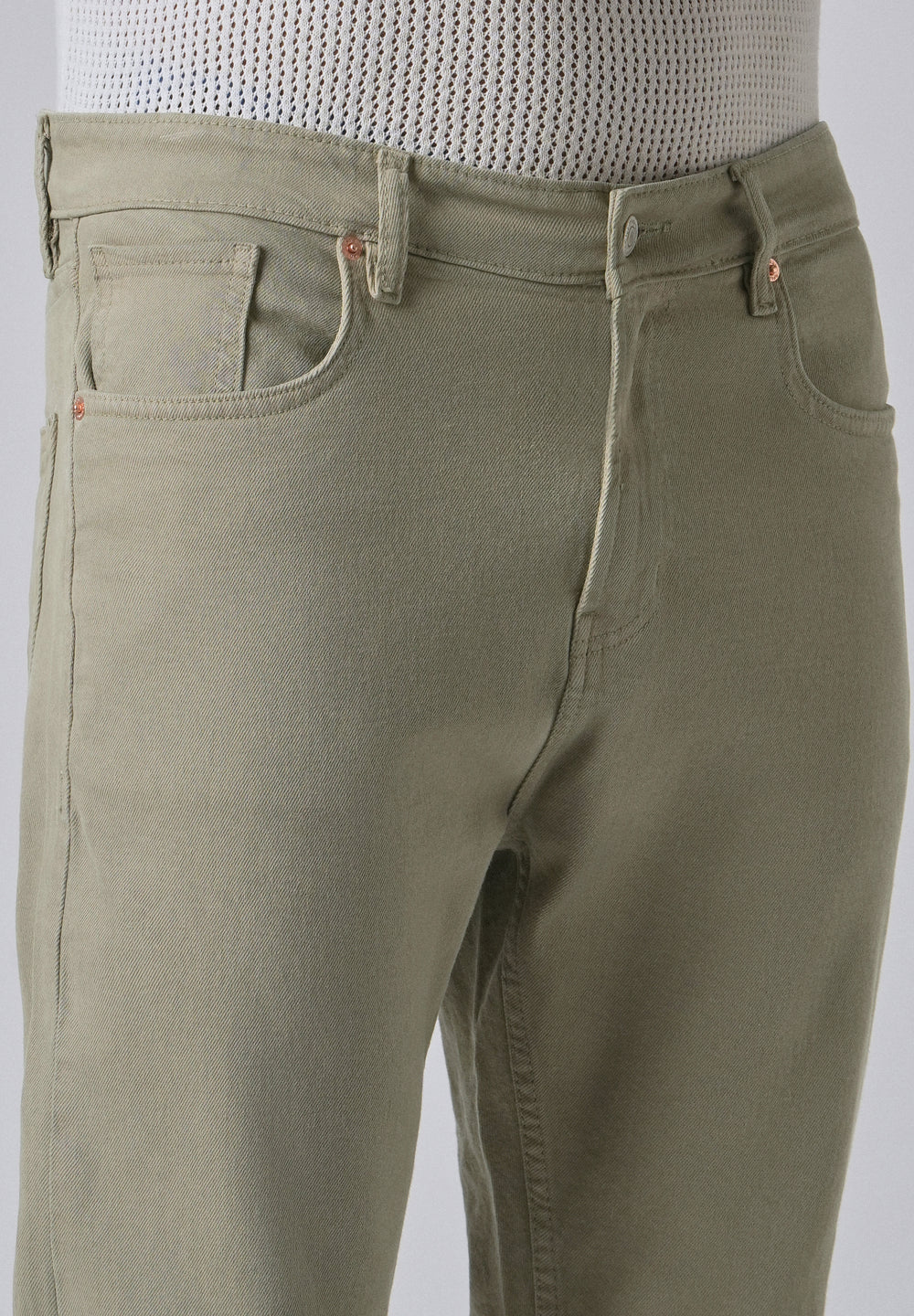 Tan Green Carrot Fit Denim