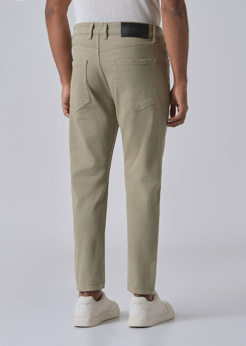 Tan Green Carrot Fit Denim