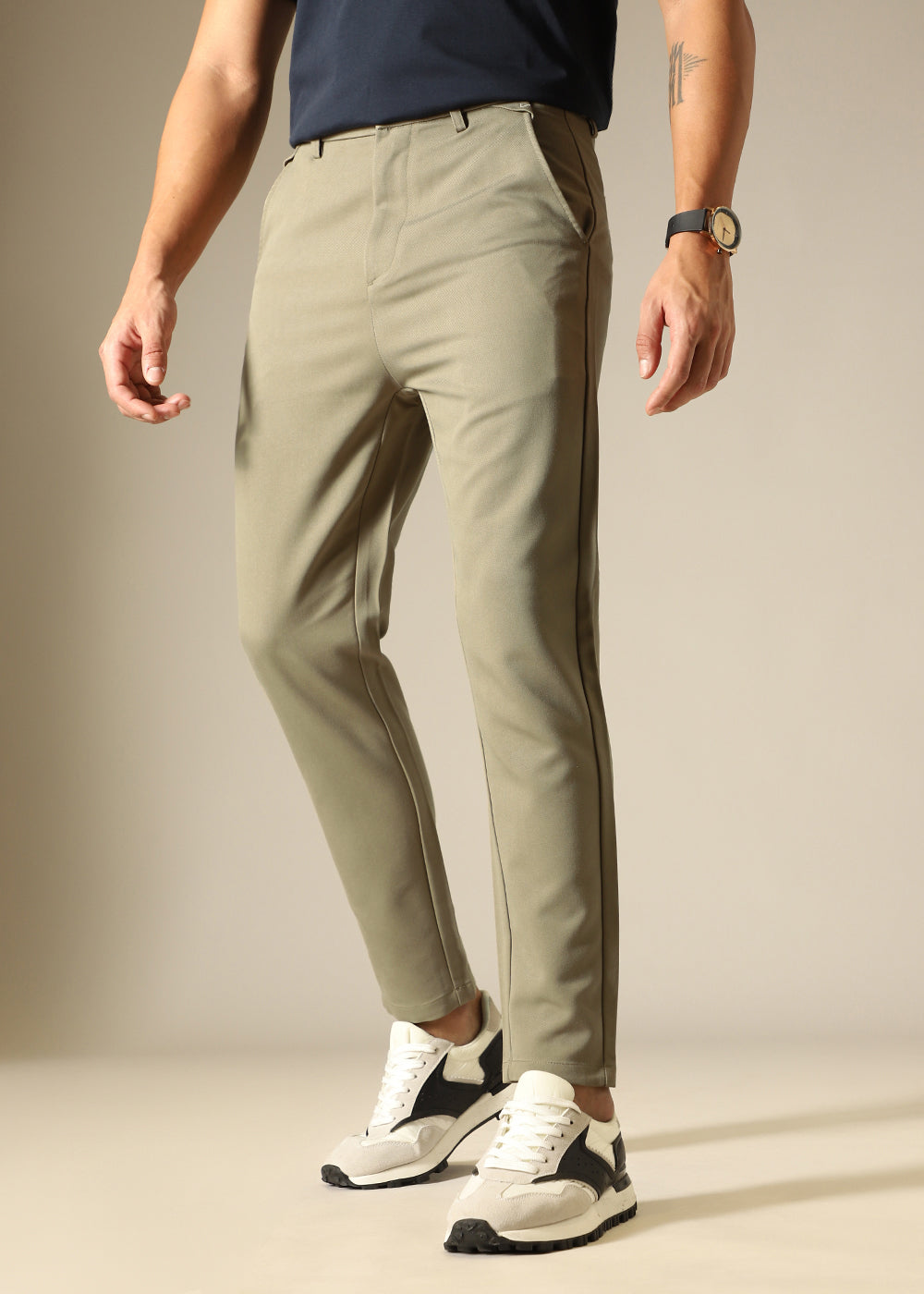 Tan Green Regular Fit Trouser