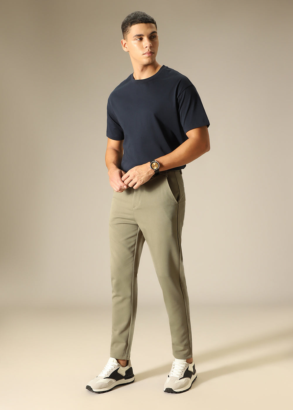 Tan Green Regular Fit Trouser