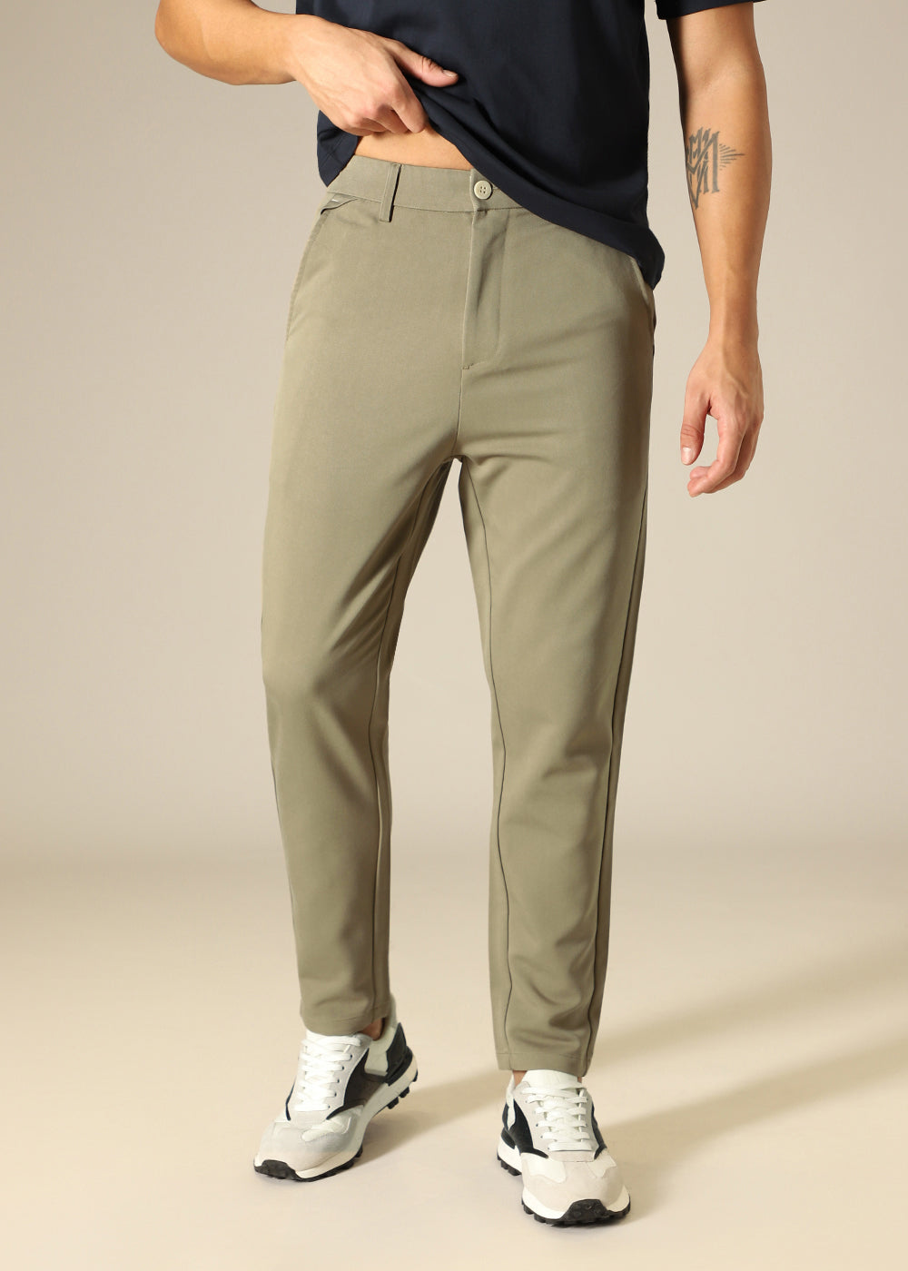 Tan Green Regular Fit Trouser