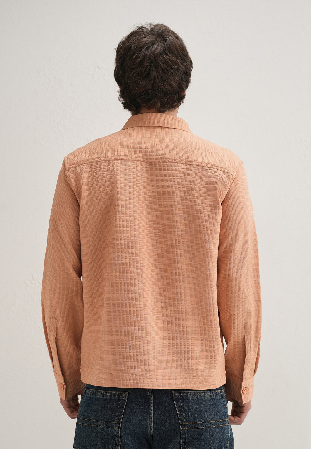Tan Peach Waffle Textured Shacket