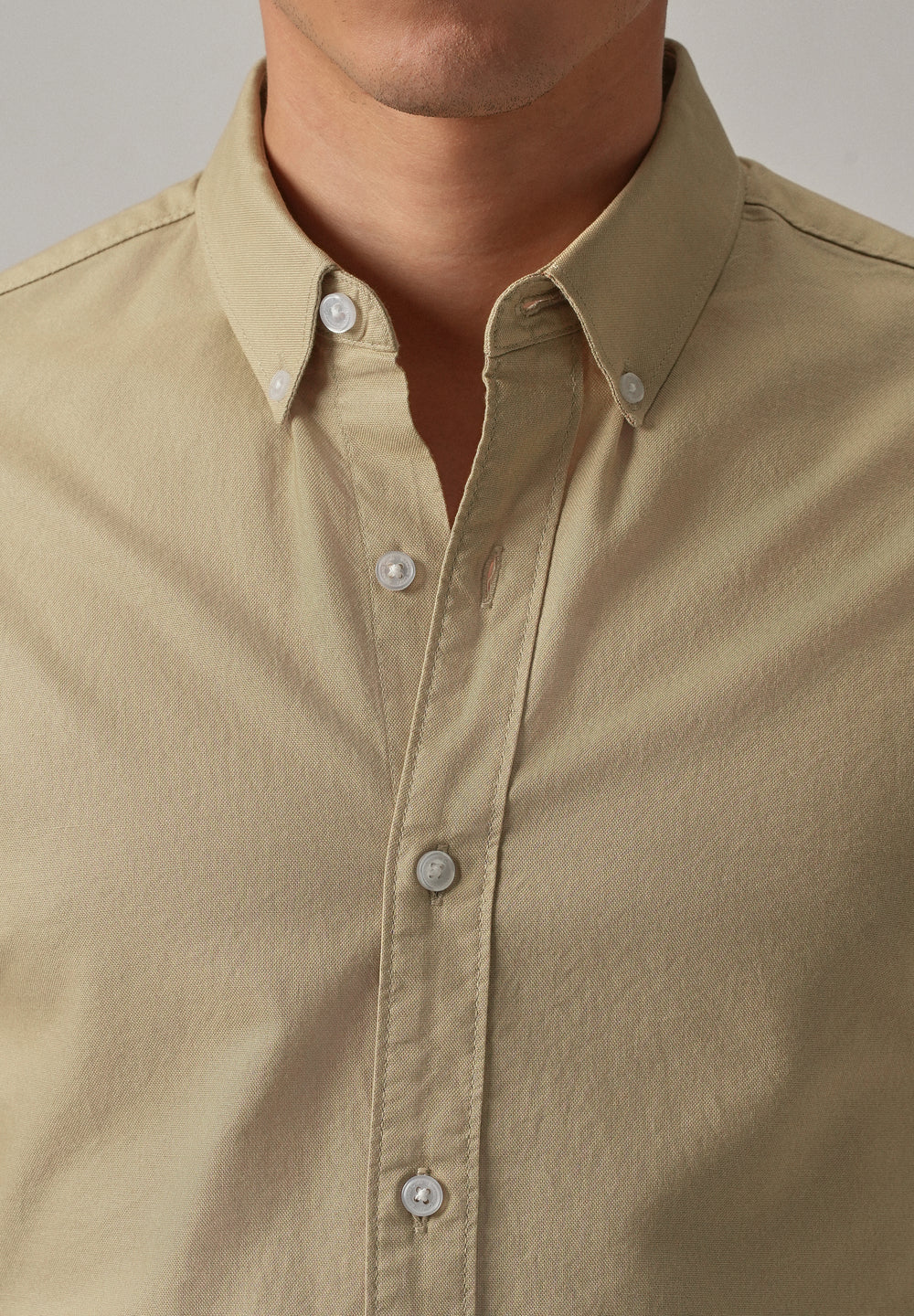Tan Plain Elbow Patch Oxford Shirt