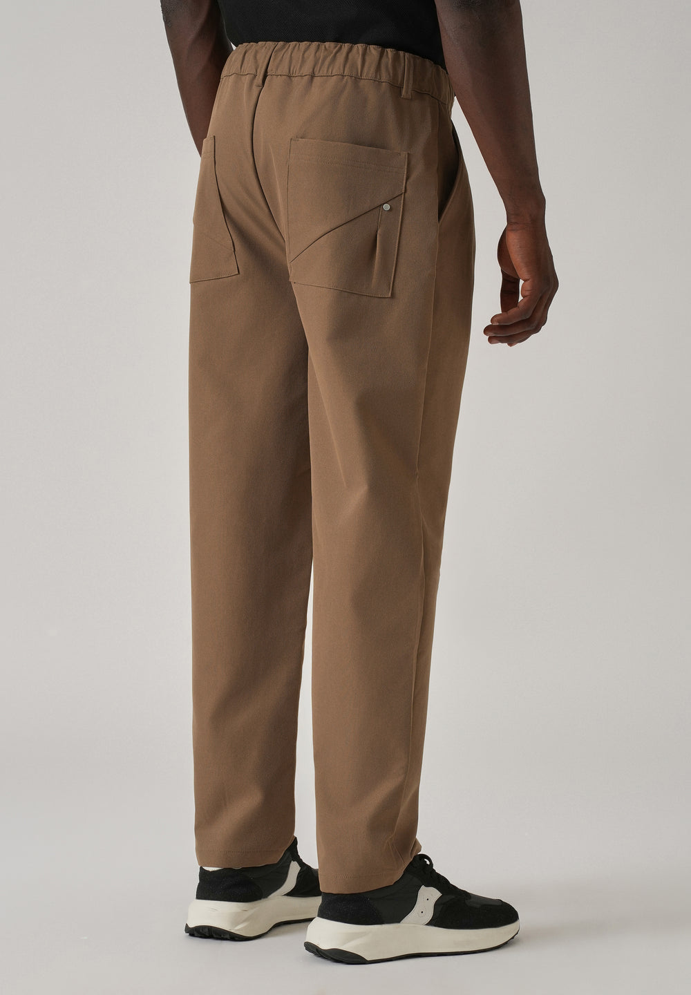 Tan Pleated Drawstring Pant