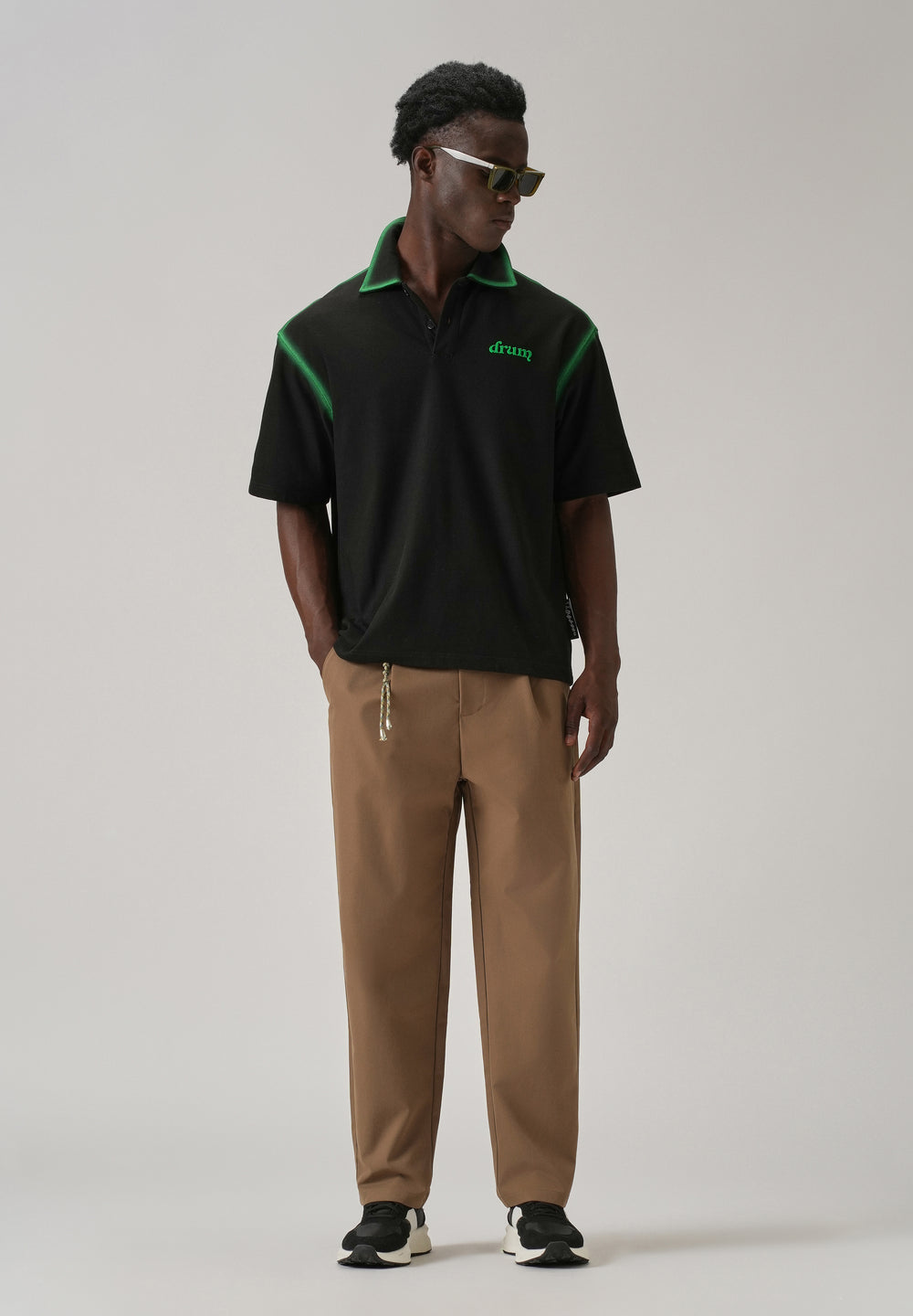 Tan Pleated Drawstring Pant