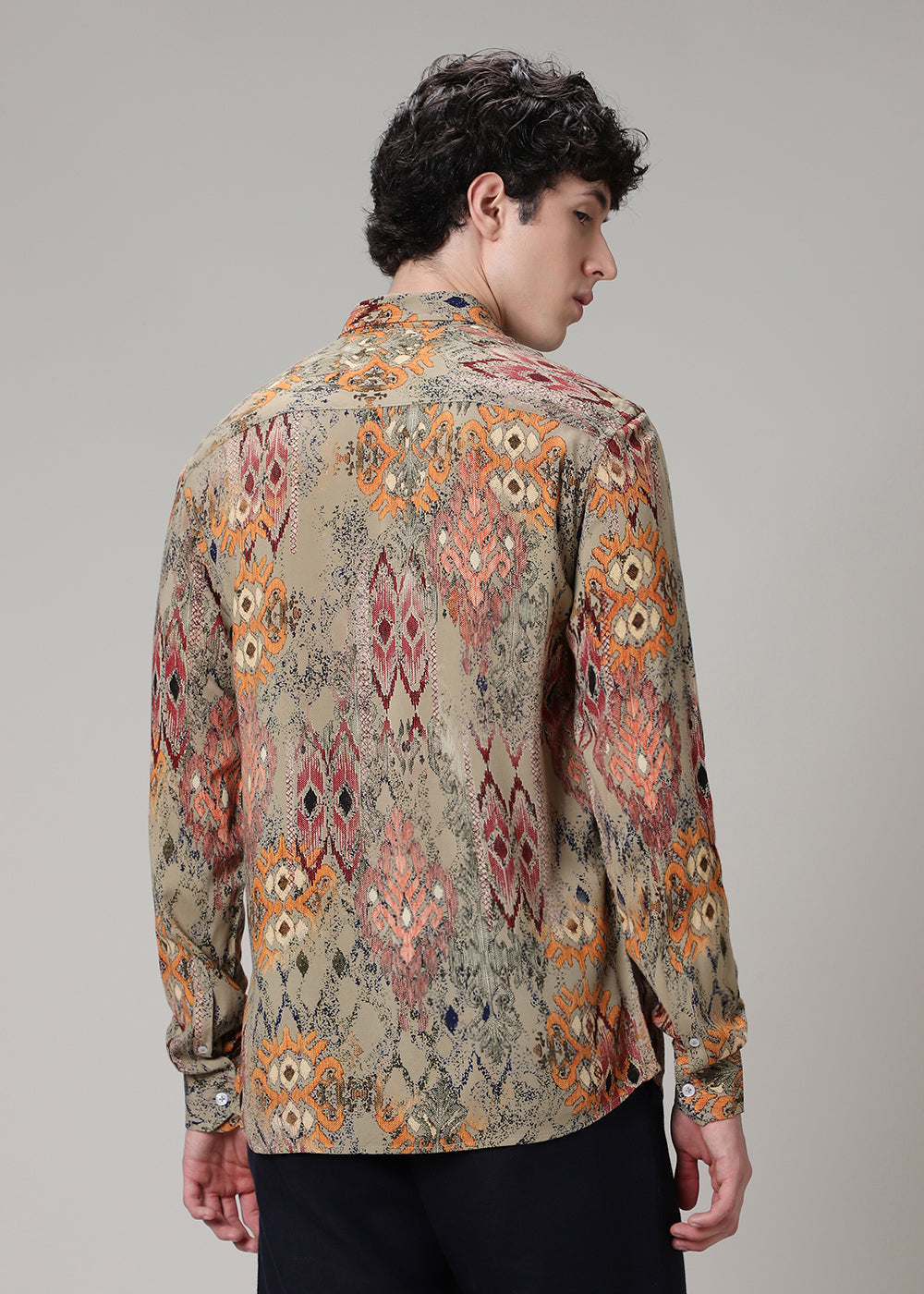 Tan Printed Feather Shirt