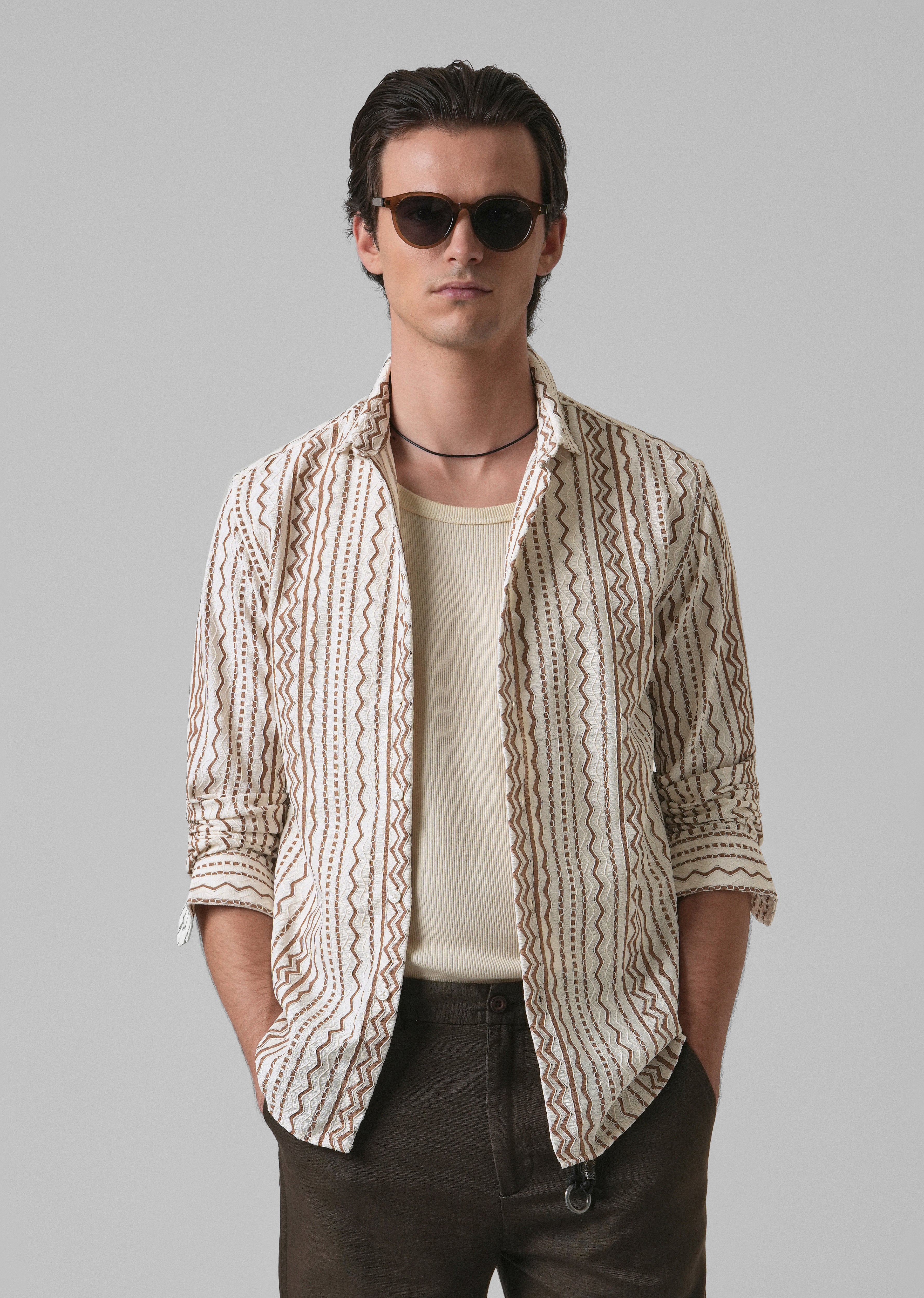 Tan Self Pattern Shirt
