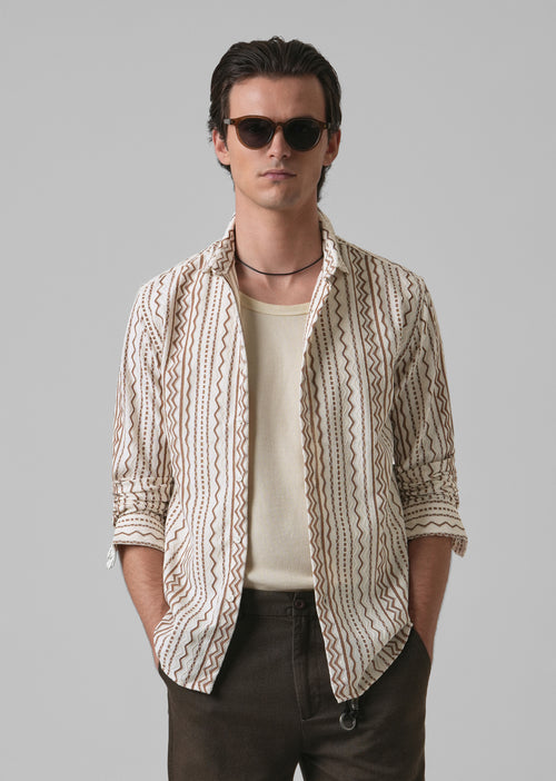 Tan Self Pattern Shirt