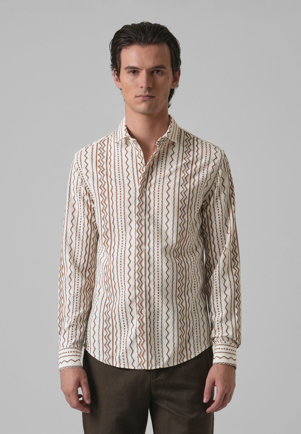 Tan Self Pattern Shirt