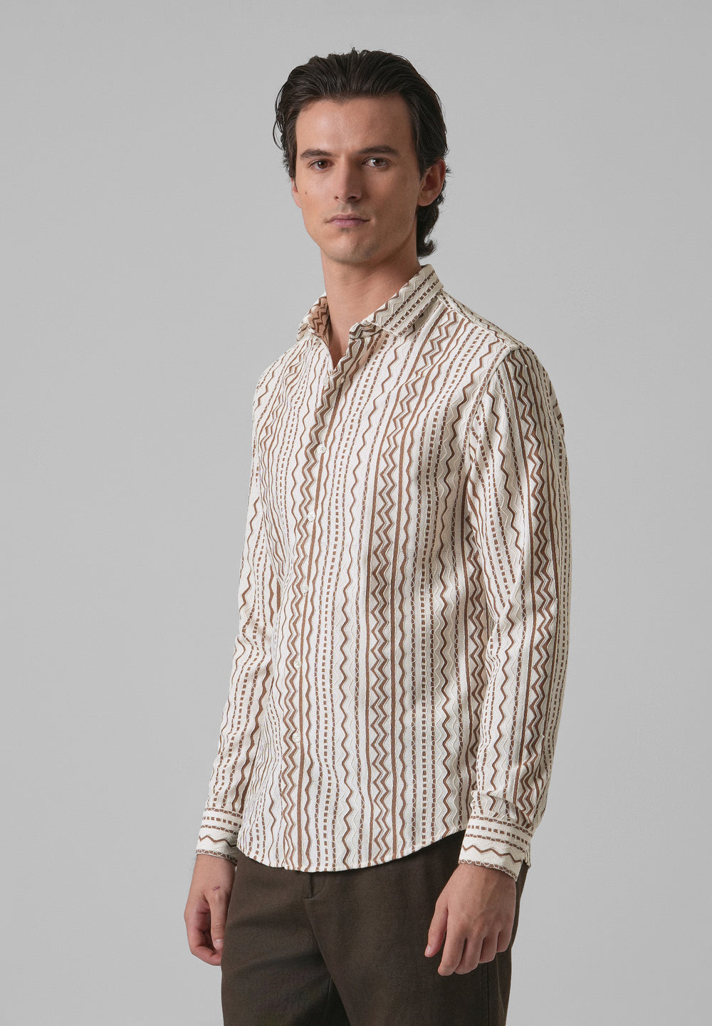 Tan Self Pattern Shirt
