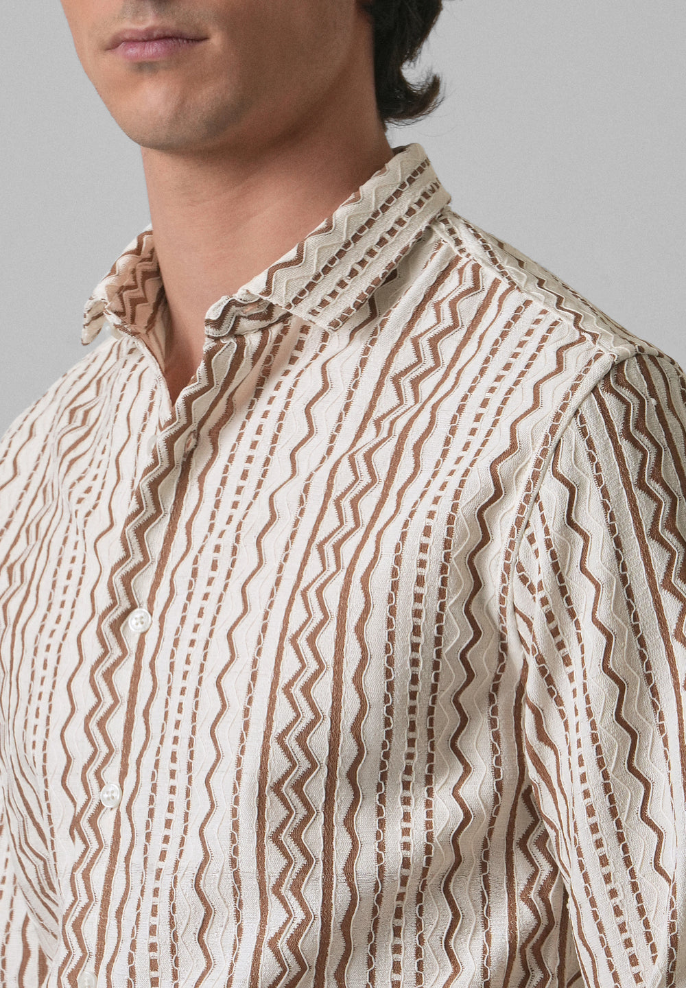 Tan Self Pattern Shirt